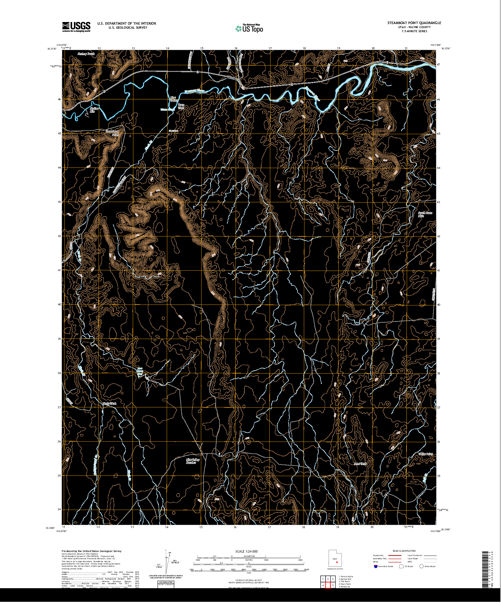 USGS US TOPO 7.5-MINUTE MAP FOR STEAMBOAT POINT, UT 2020