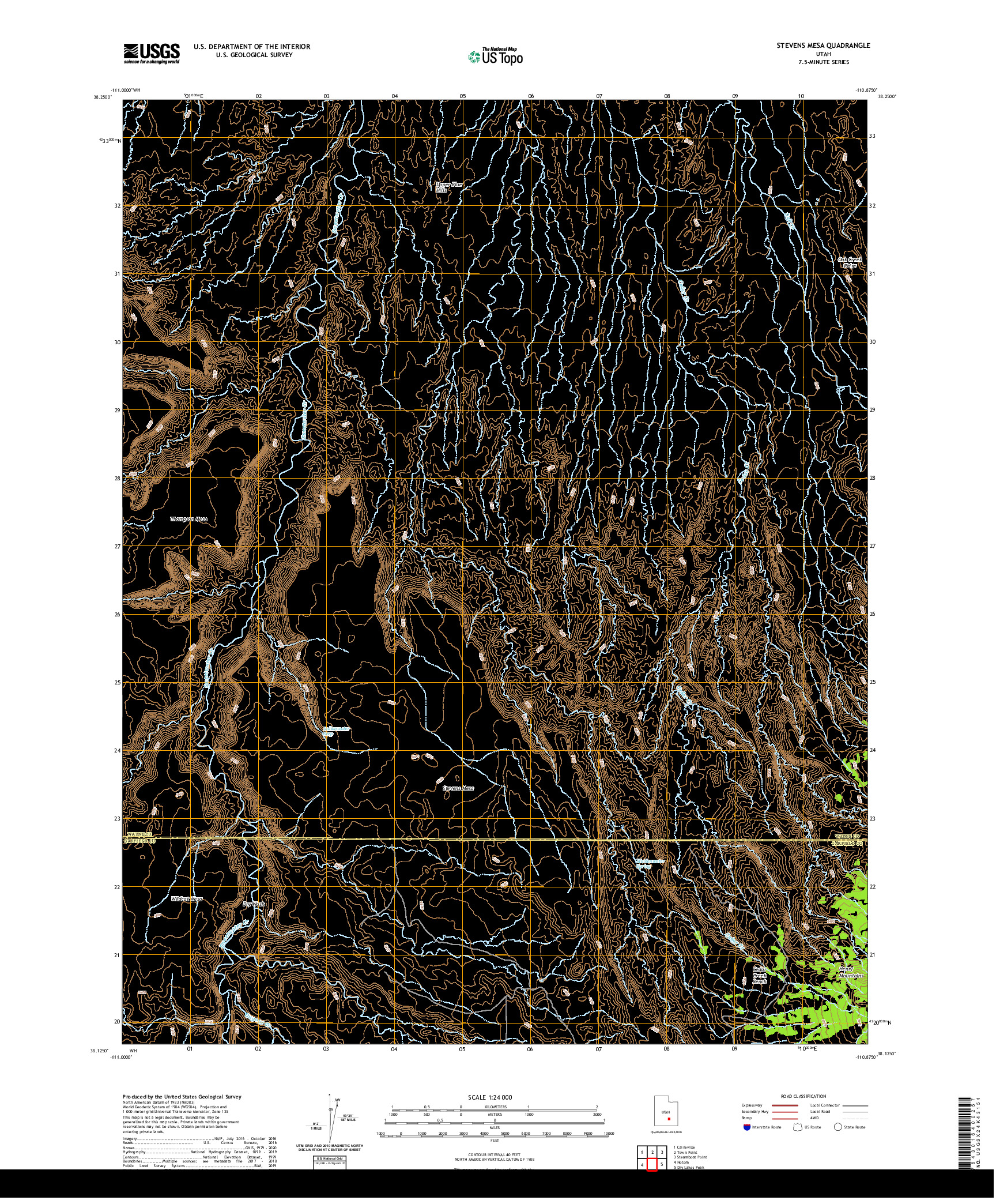 USGS US TOPO 7.5-MINUTE MAP FOR STEVENS MESA, UT 2020