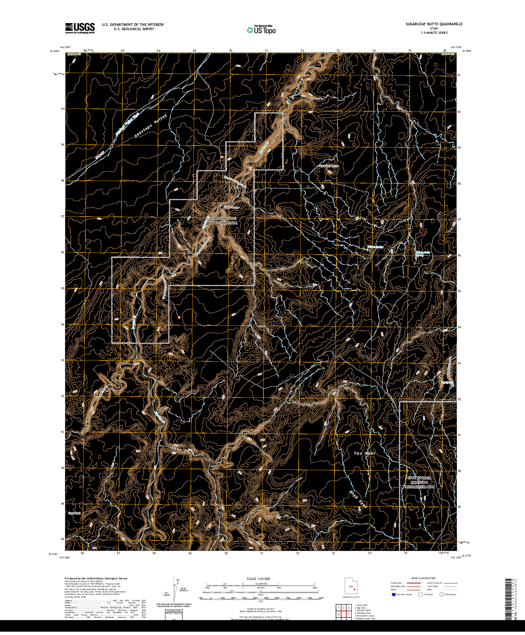 USGS US TOPO 7.5-MINUTE MAP FOR SUGARLOAF BUTTE, UT 2020