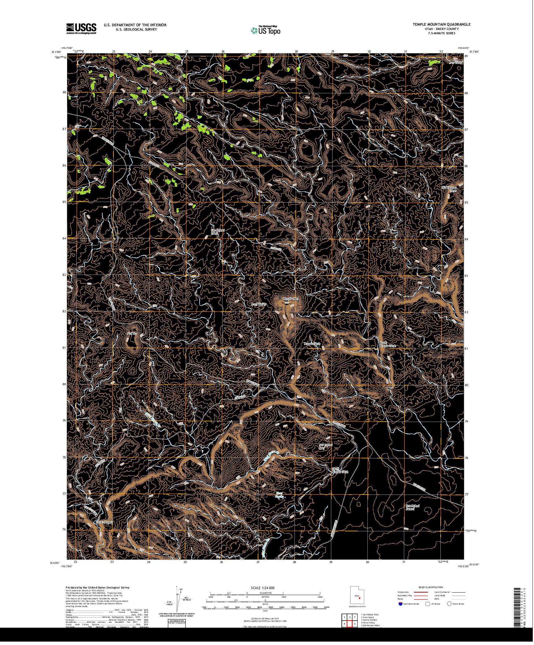 USGS US TOPO 7.5-MINUTE MAP FOR TEMPLE MOUNTAIN, UT 2020