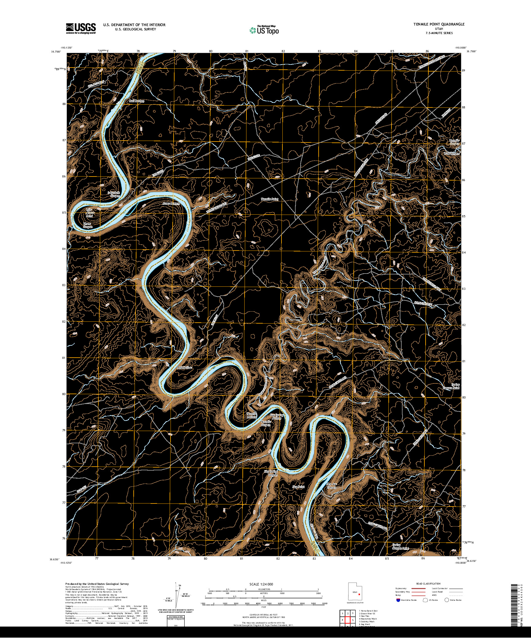 USGS US TOPO 7.5-MINUTE MAP FOR TENMILE POINT, UT 2020