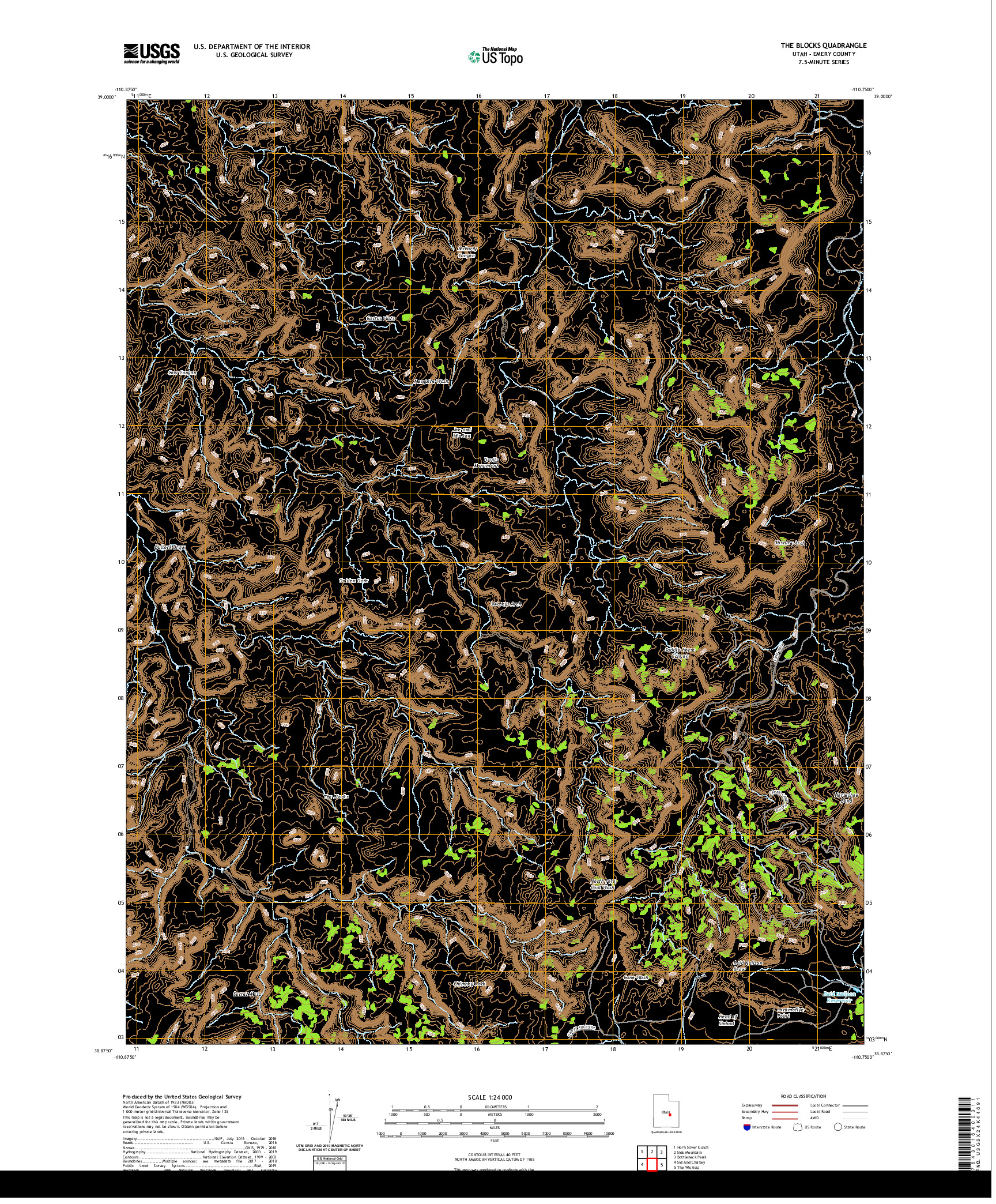 USGS US TOPO 7.5-MINUTE MAP FOR THE BLOCKS, UT 2020