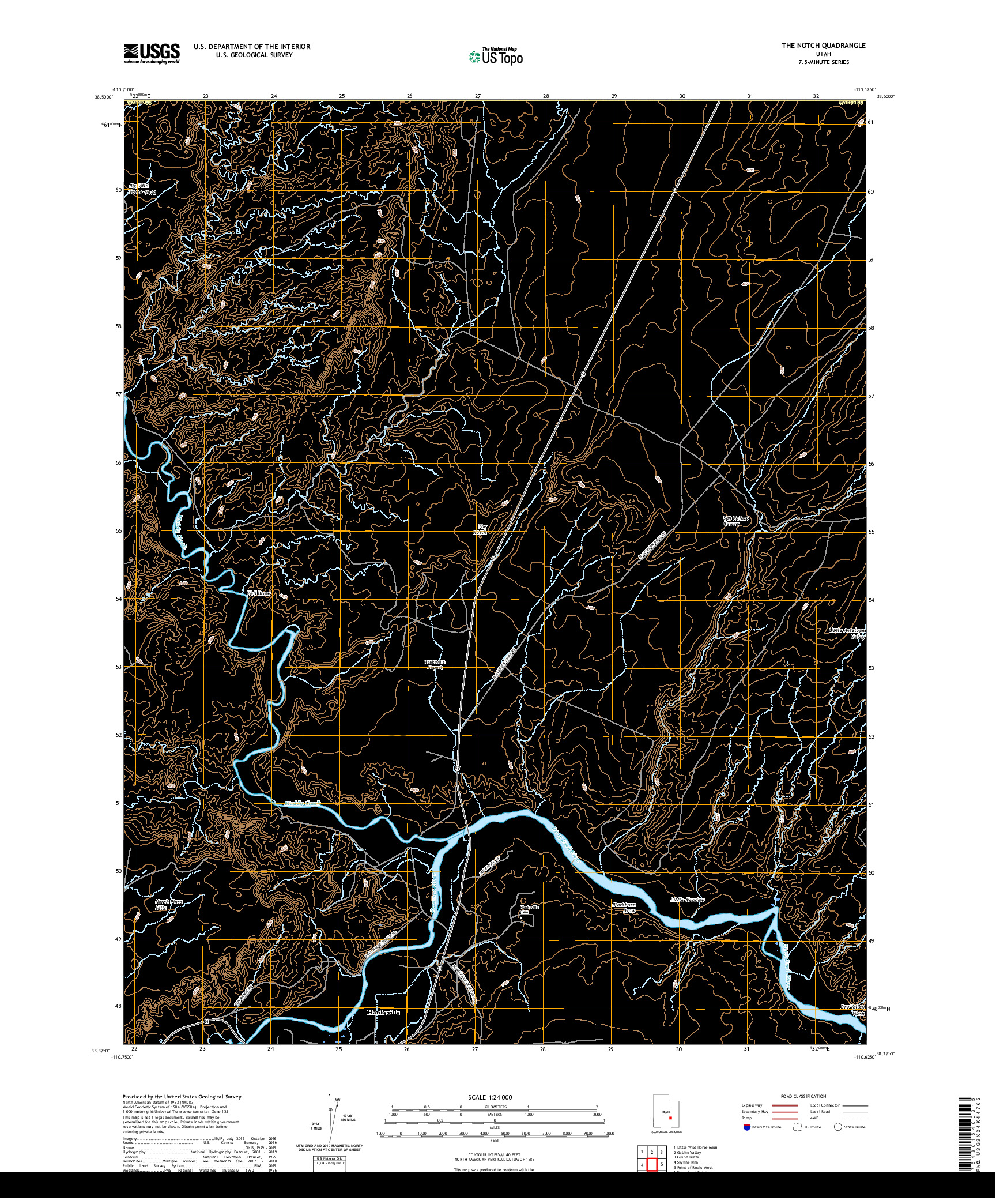 USGS US TOPO 7.5-MINUTE MAP FOR THE NOTCH, UT 2020