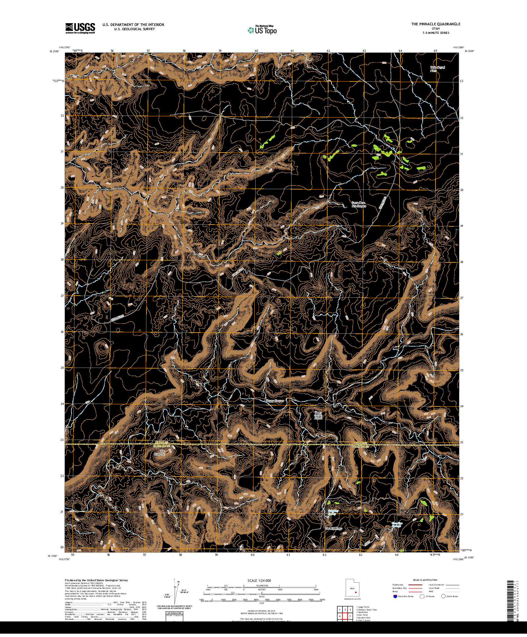 USGS US TOPO 7.5-MINUTE MAP FOR THE PINNACLE, UT 2020