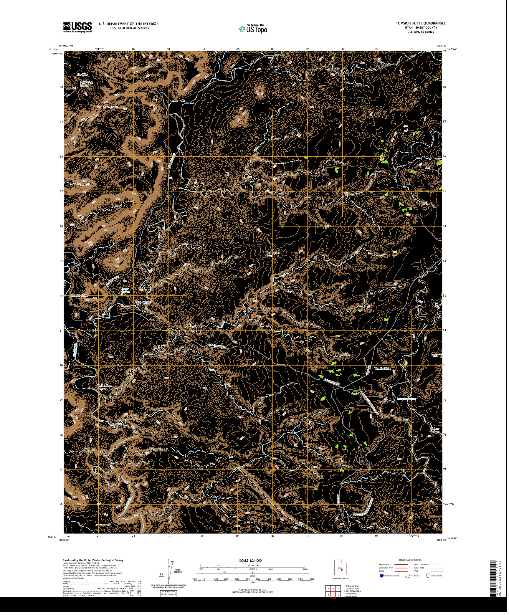 USGS US TOPO 7.5-MINUTE MAP FOR TOMSICH BUTTE, UT 2020