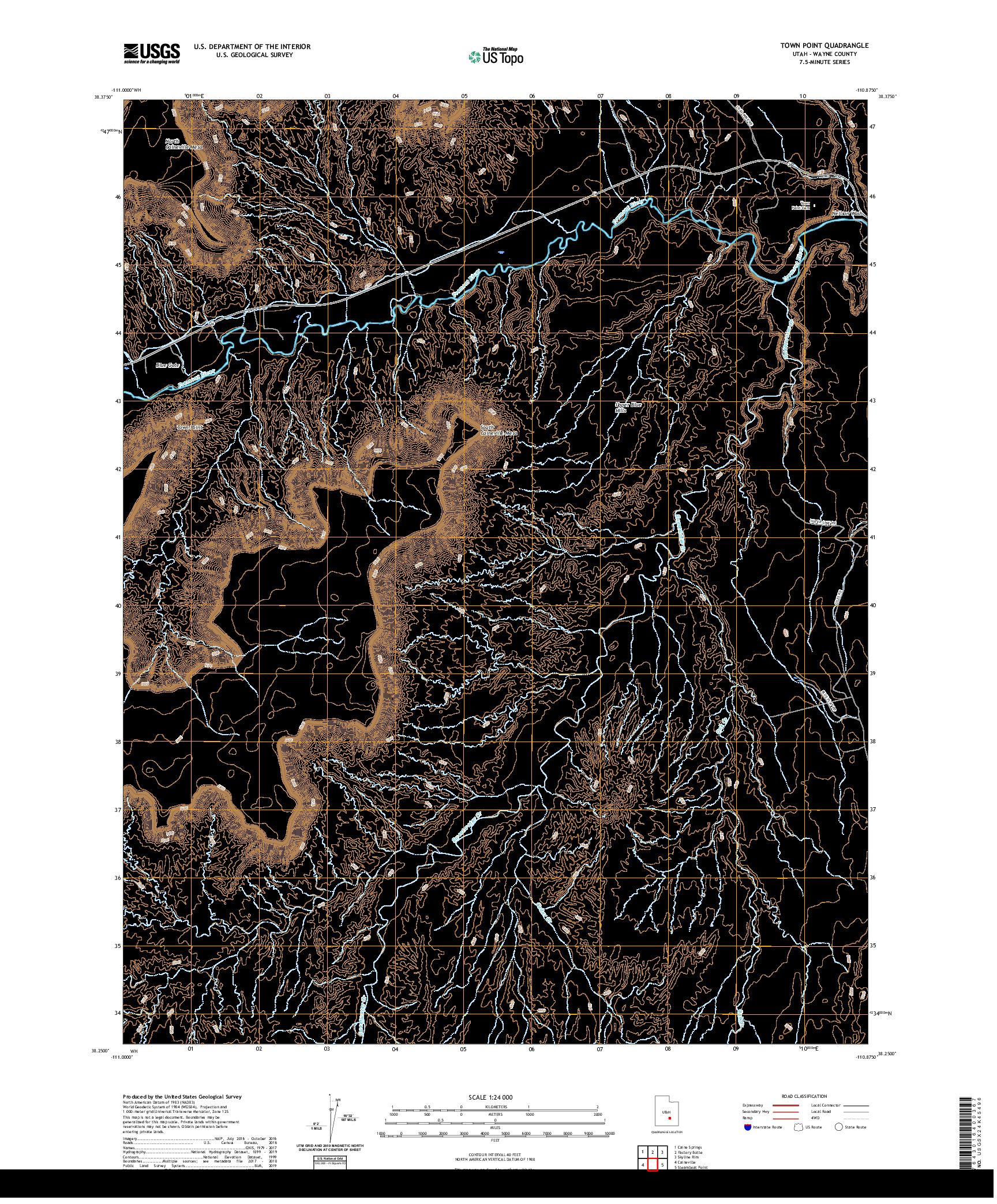 USGS US TOPO 7.5-MINUTE MAP FOR TOWN POINT, UT 2020
