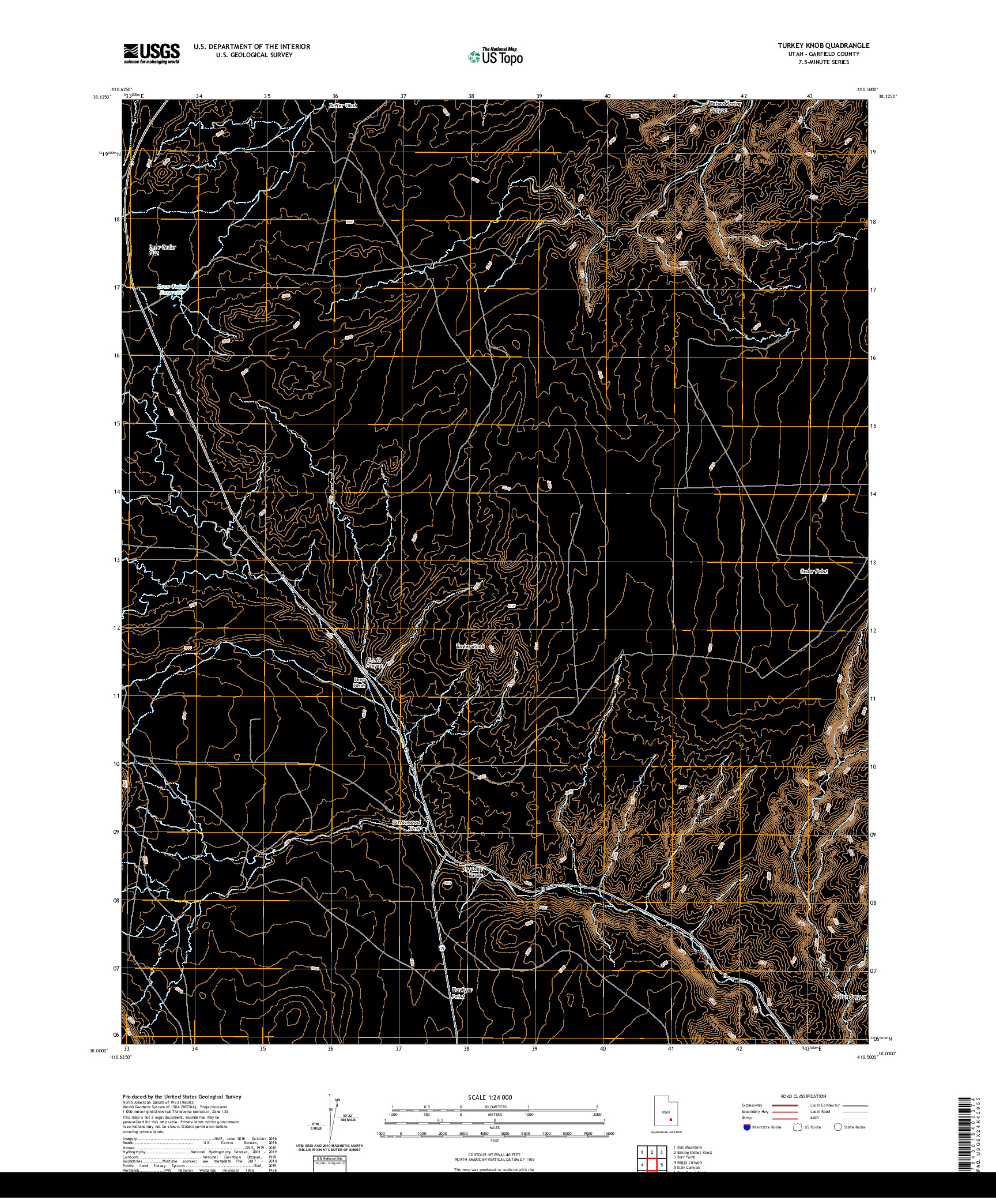 USGS US TOPO 7.5-MINUTE MAP FOR TURKEY KNOB, UT 2020