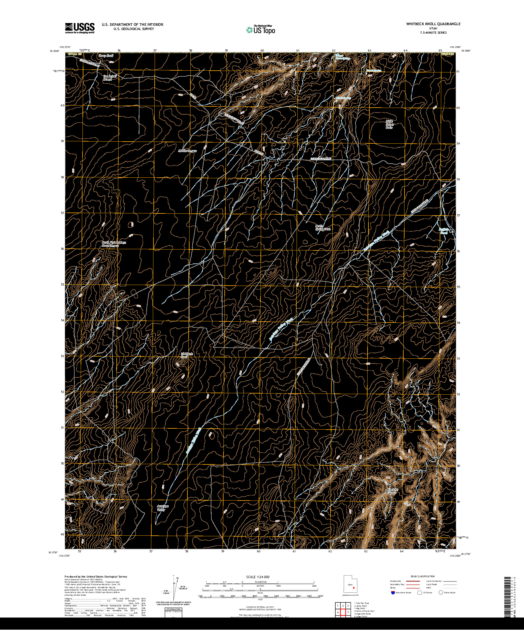 USGS US TOPO 7.5-MINUTE MAP FOR WHITBECK KNOLL, UT 2020