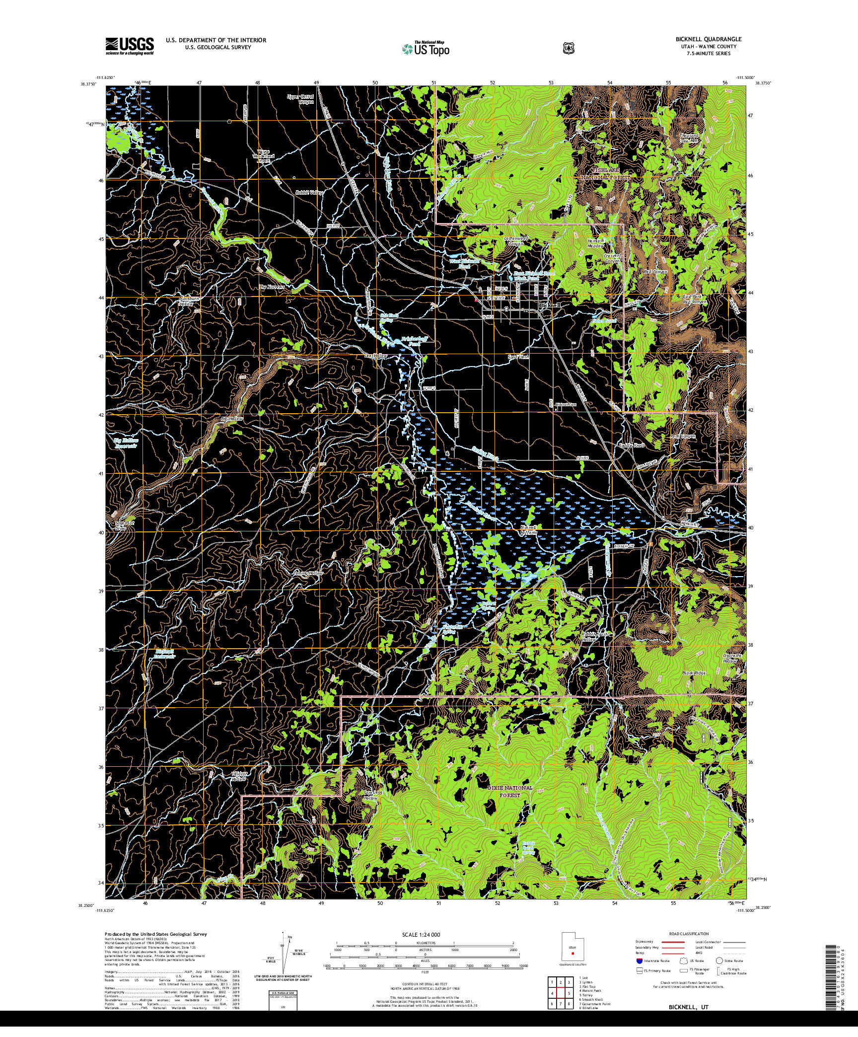 USGS US TOPO 7.5-MINUTE MAP FOR BICKNELL, UT 2020