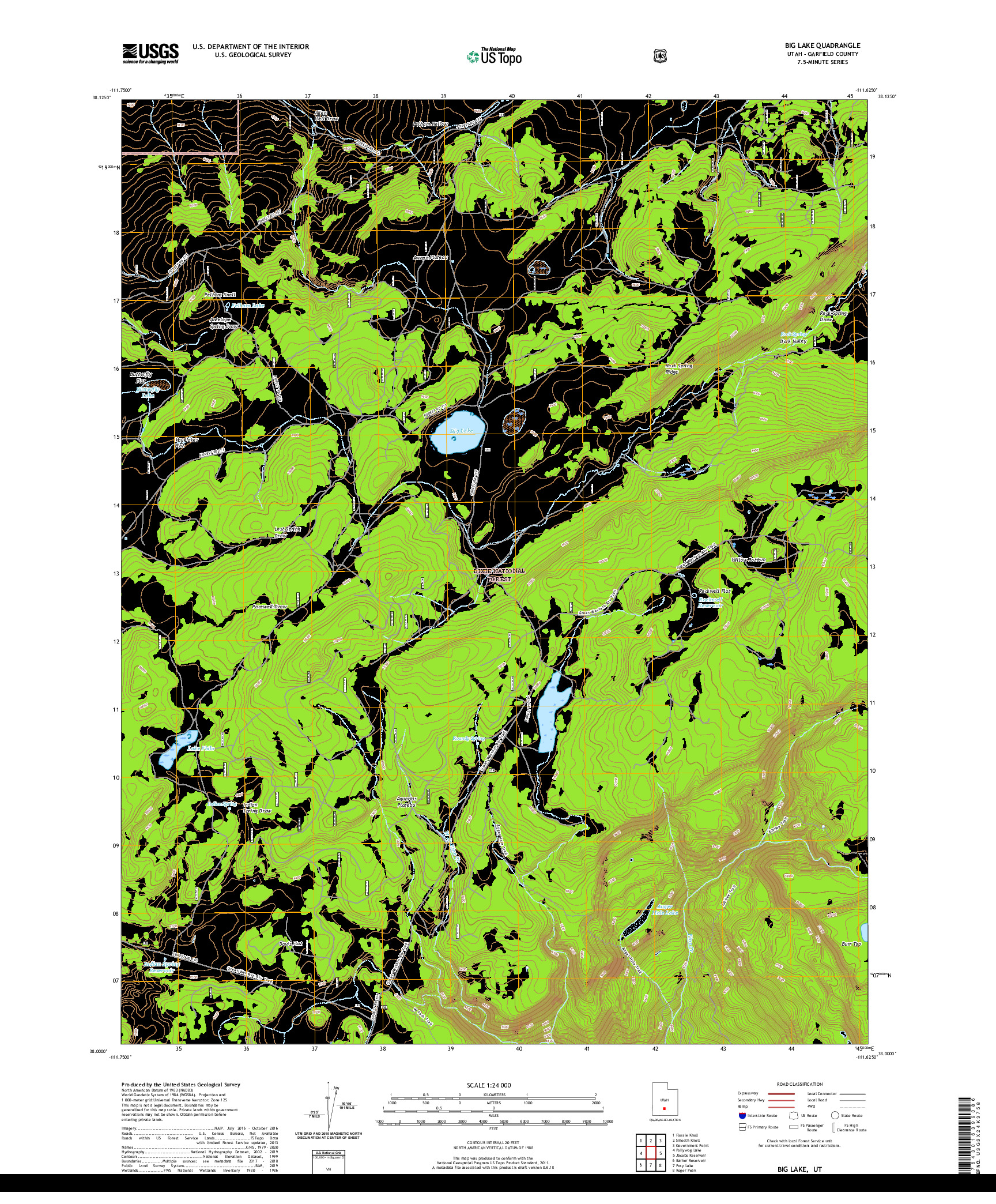 USGS US TOPO 7.5-MINUTE MAP FOR BIG LAKE, UT 2020