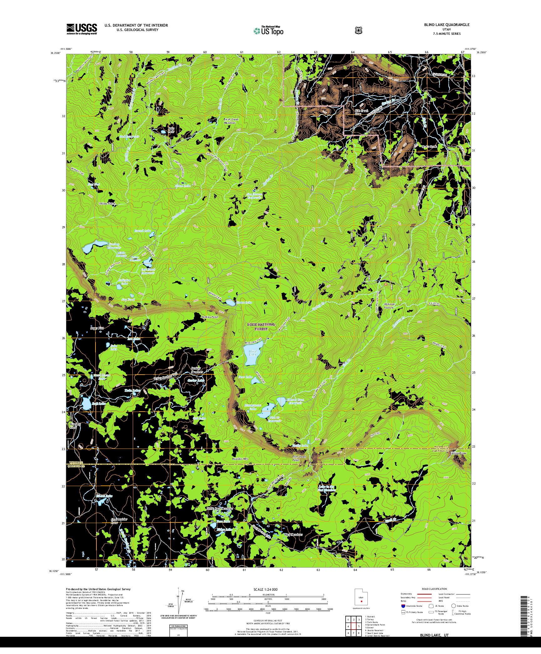 USGS US TOPO 7.5-MINUTE MAP FOR BLIND LAKE, UT 2020