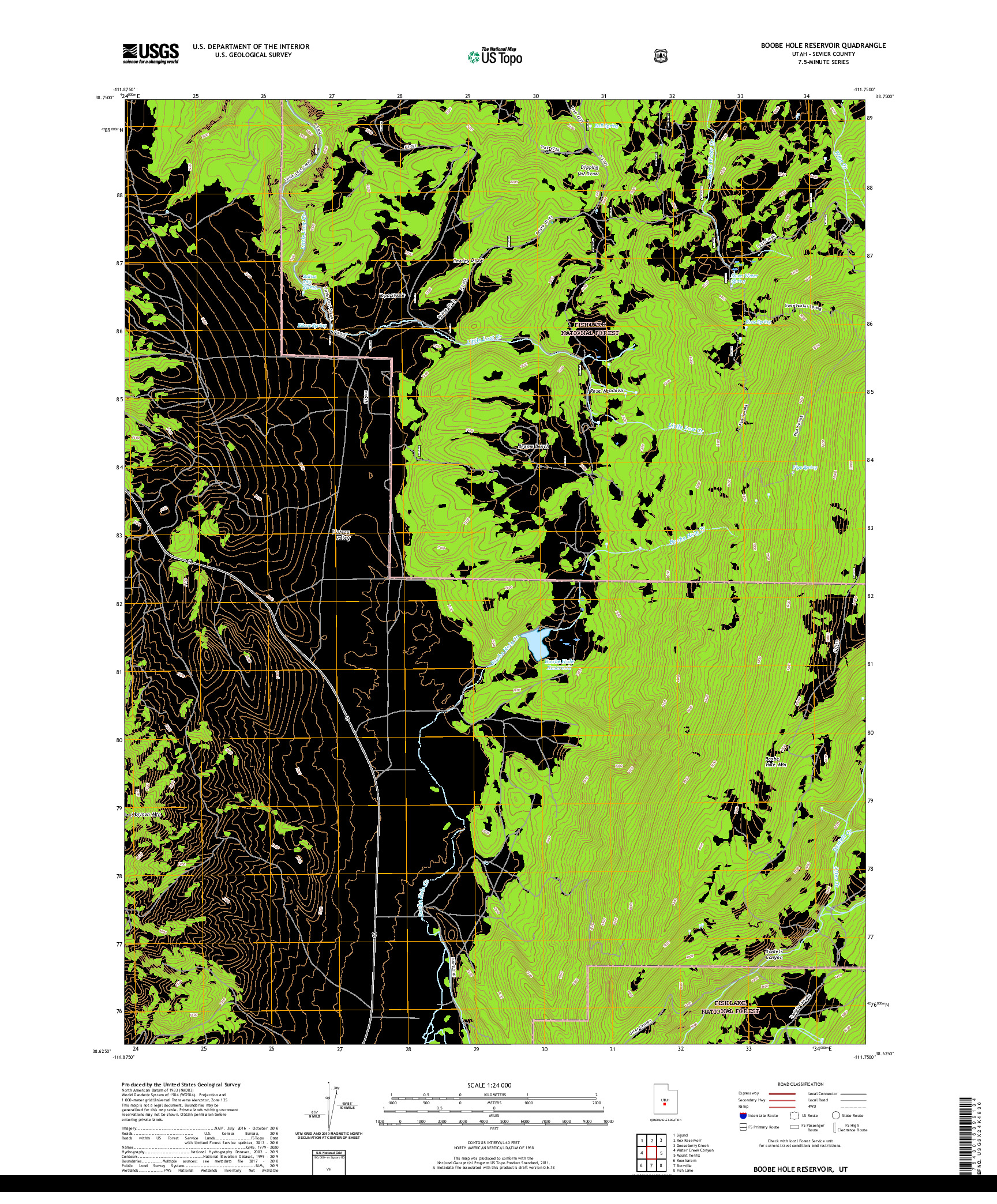 USGS US TOPO 7.5-MINUTE MAP FOR BOOBE HOLE RESERVOIR, UT 2020