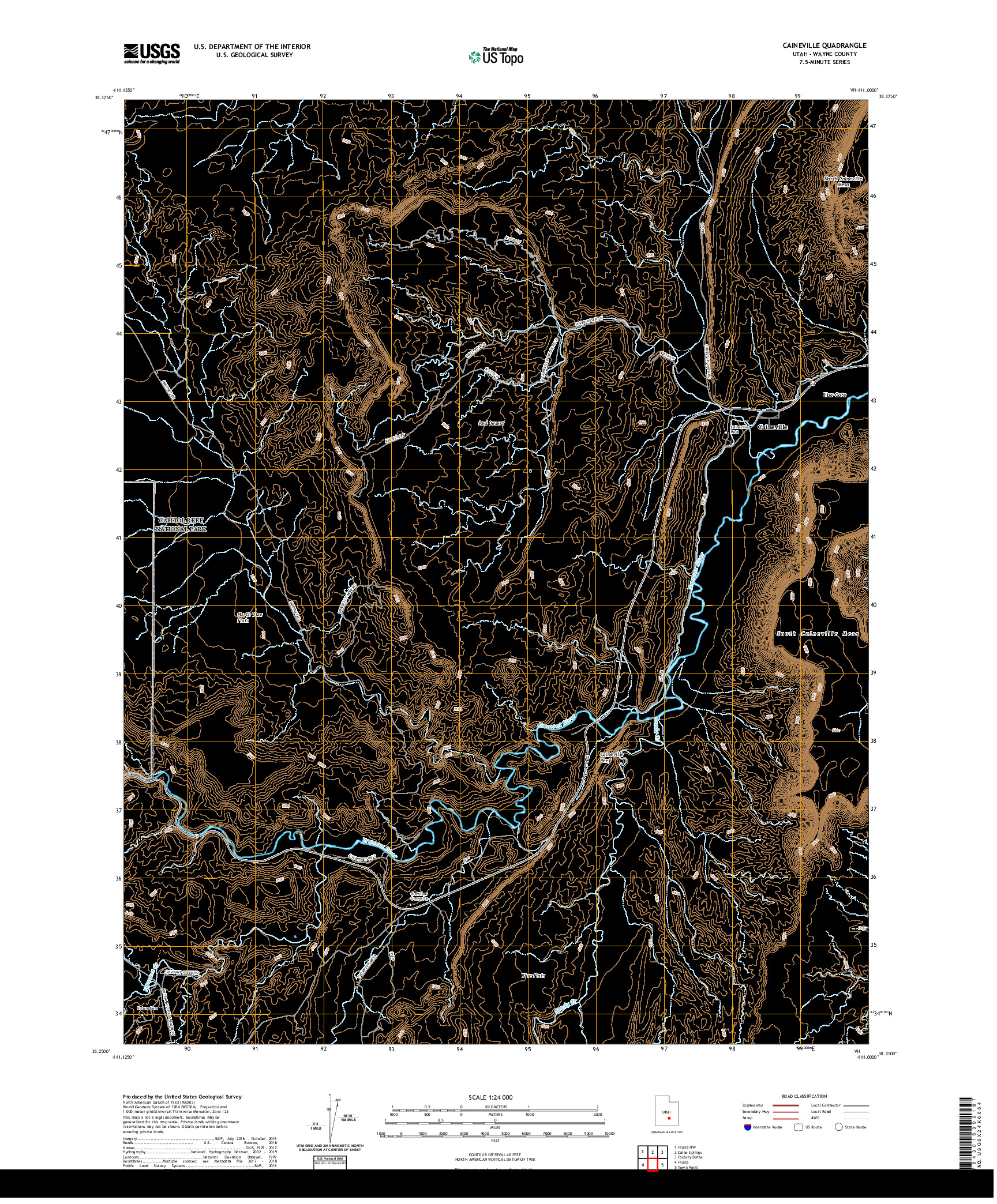 USGS US TOPO 7.5-MINUTE MAP FOR CAINEVILLE, UT 2020