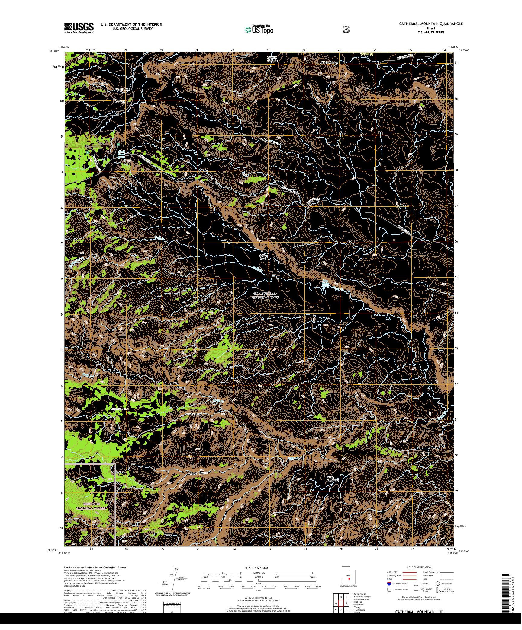 USGS US TOPO 7.5-MINUTE MAP FOR CATHEDRAL MOUNTAIN, UT 2020