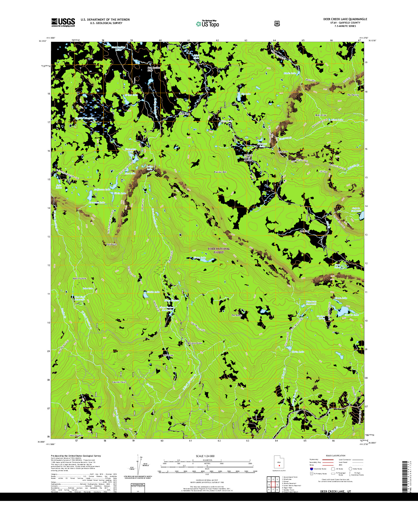 USGS US TOPO 7.5-MINUTE MAP FOR DEER CREEK LAKE, UT 2020