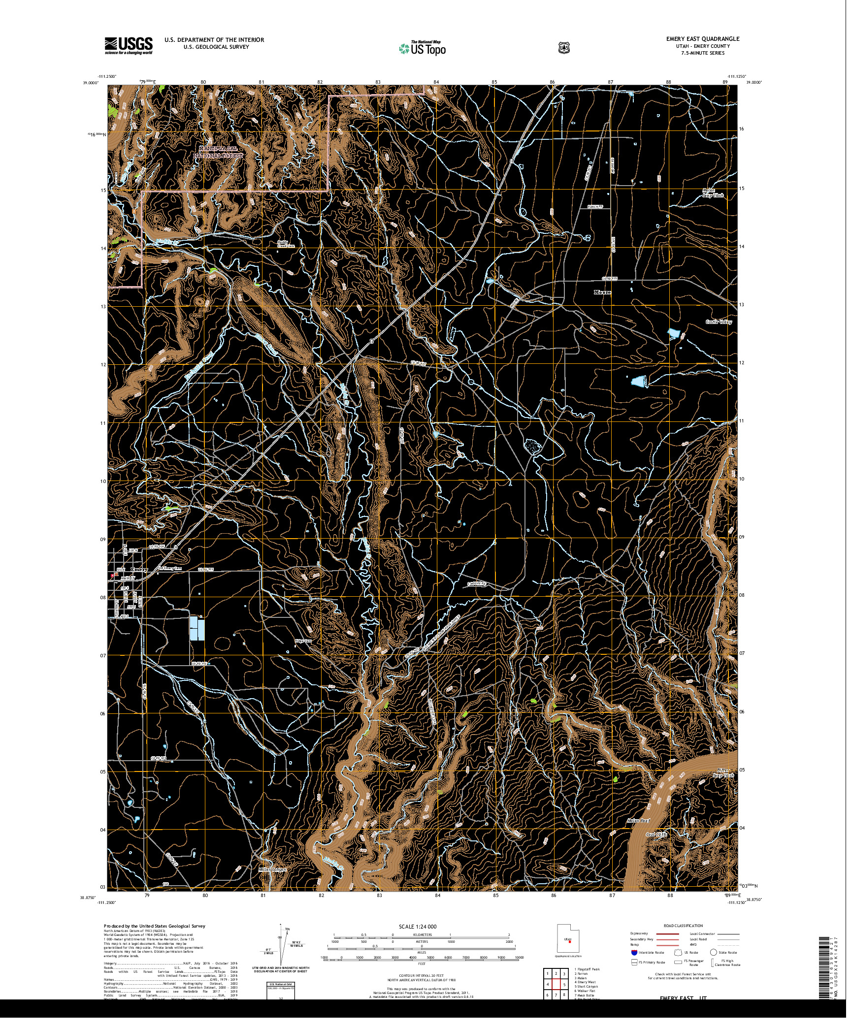 USGS US TOPO 7.5-MINUTE MAP FOR EMERY EAST, UT 2020