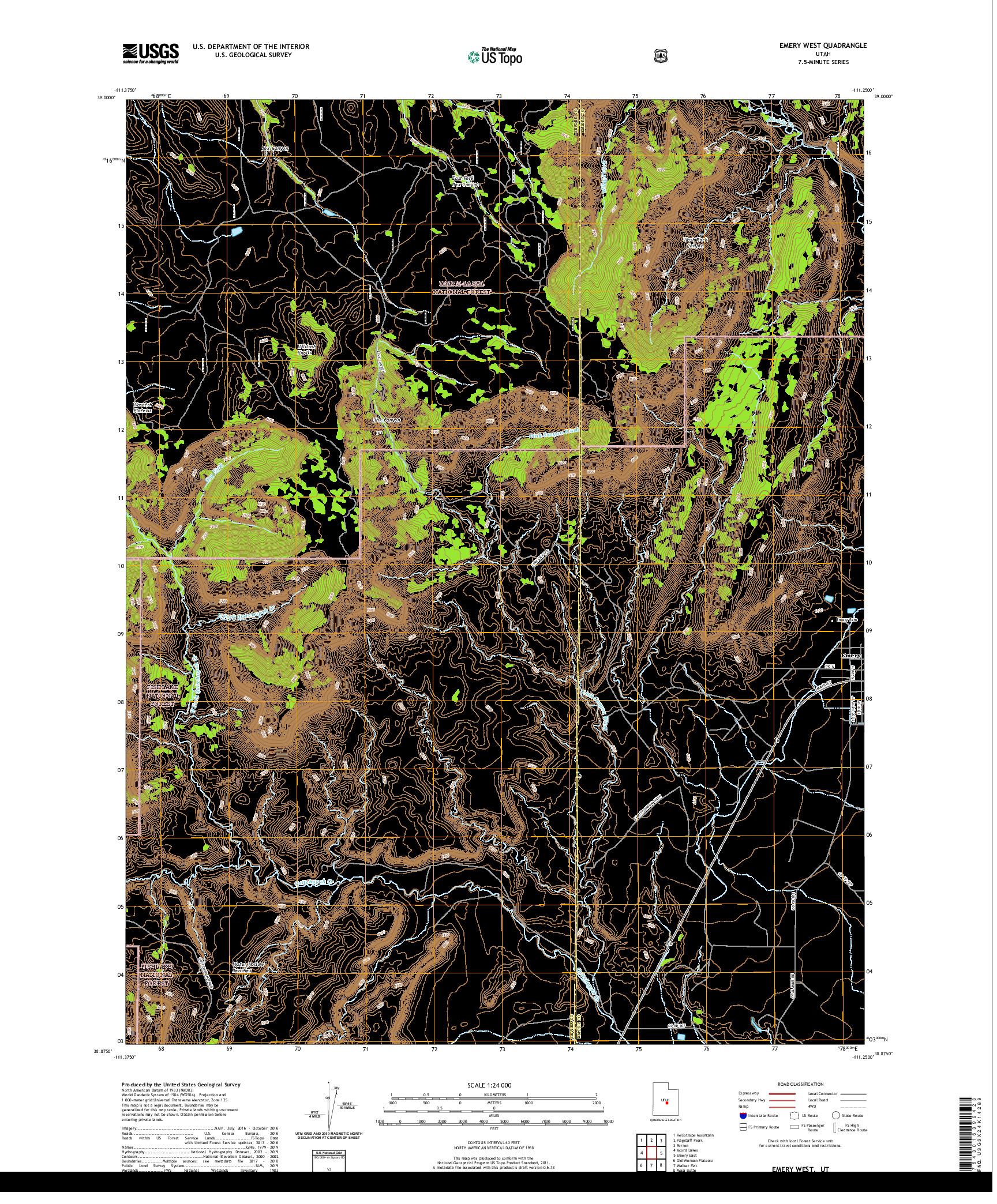 USGS US TOPO 7.5-MINUTE MAP FOR EMERY WEST, UT 2020