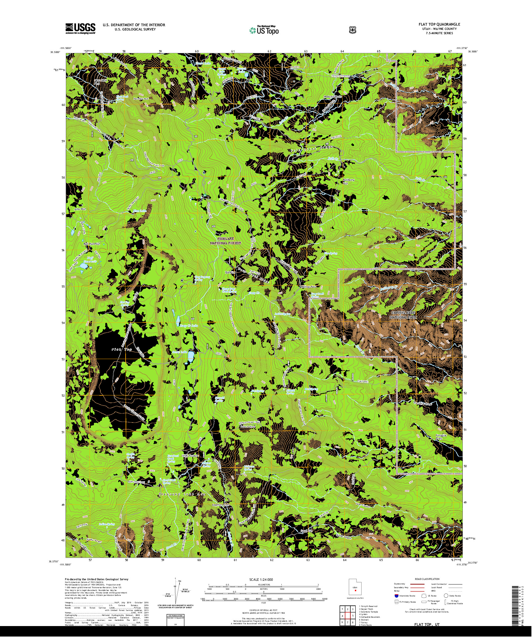 USGS US TOPO 7.5-MINUTE MAP FOR FLAT TOP, UT 2020