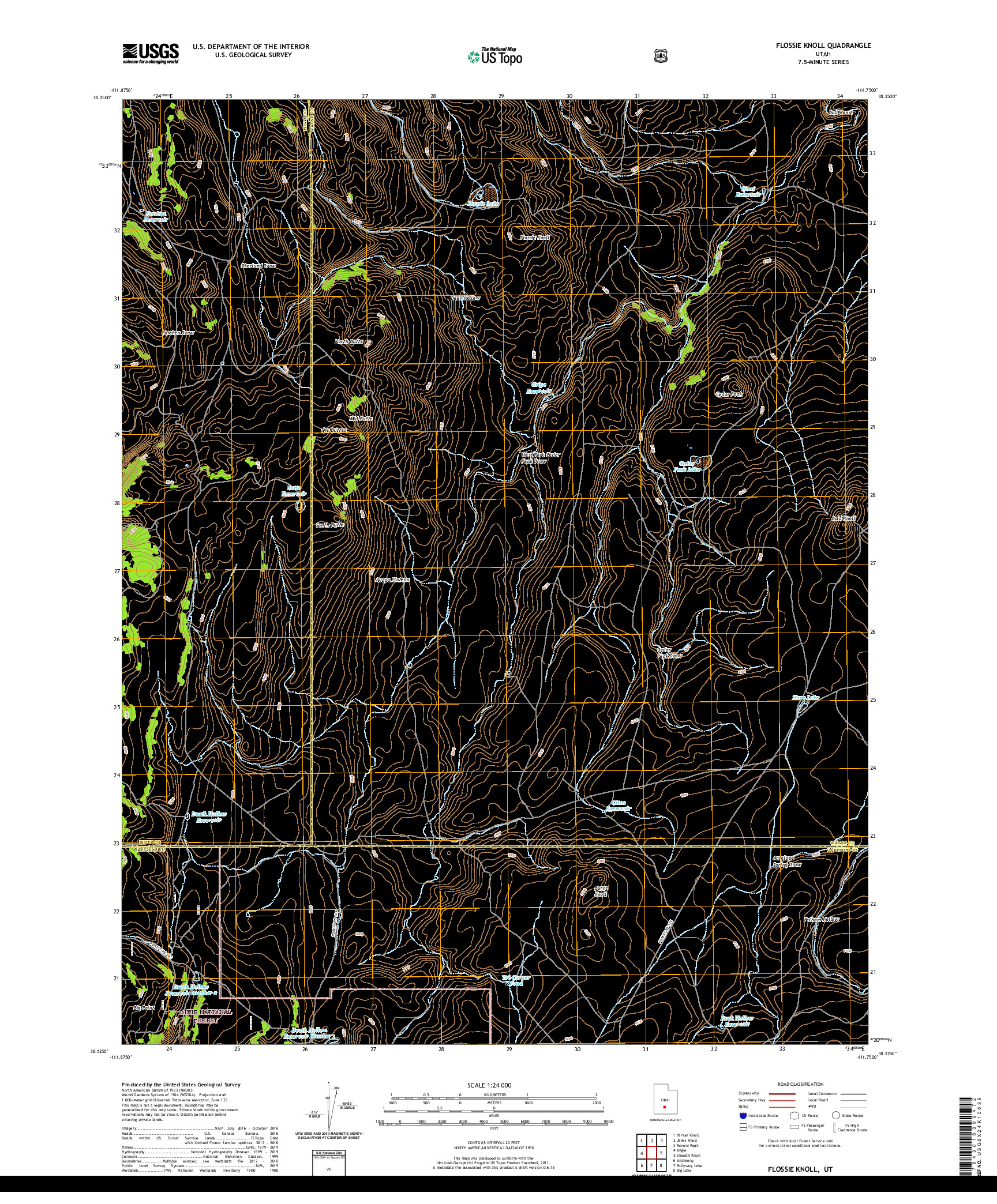 USGS US TOPO 7.5-MINUTE MAP FOR FLOSSIE KNOLL, UT 2020