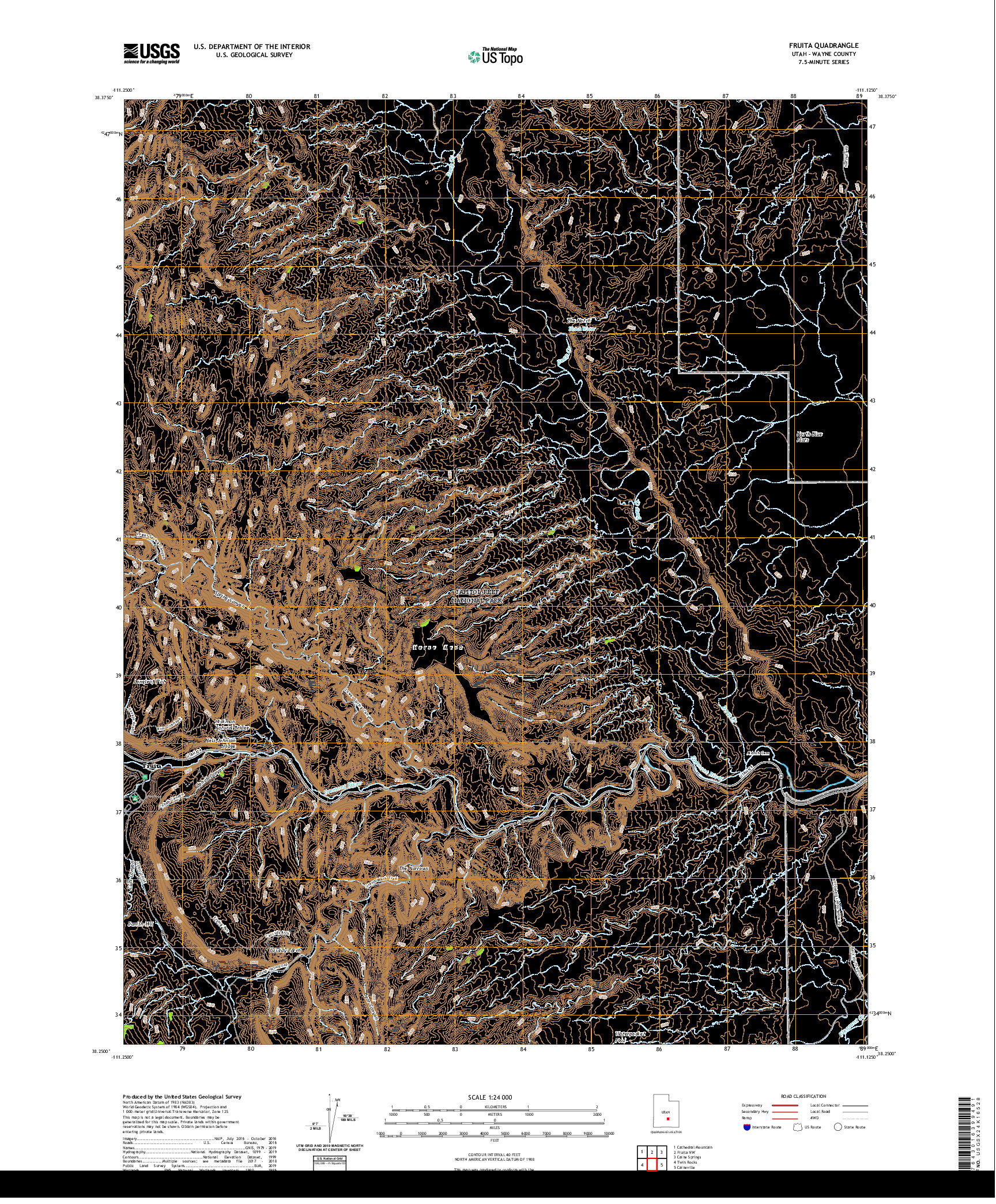 USGS US TOPO 7.5-MINUTE MAP FOR FRUITA, UT 2020