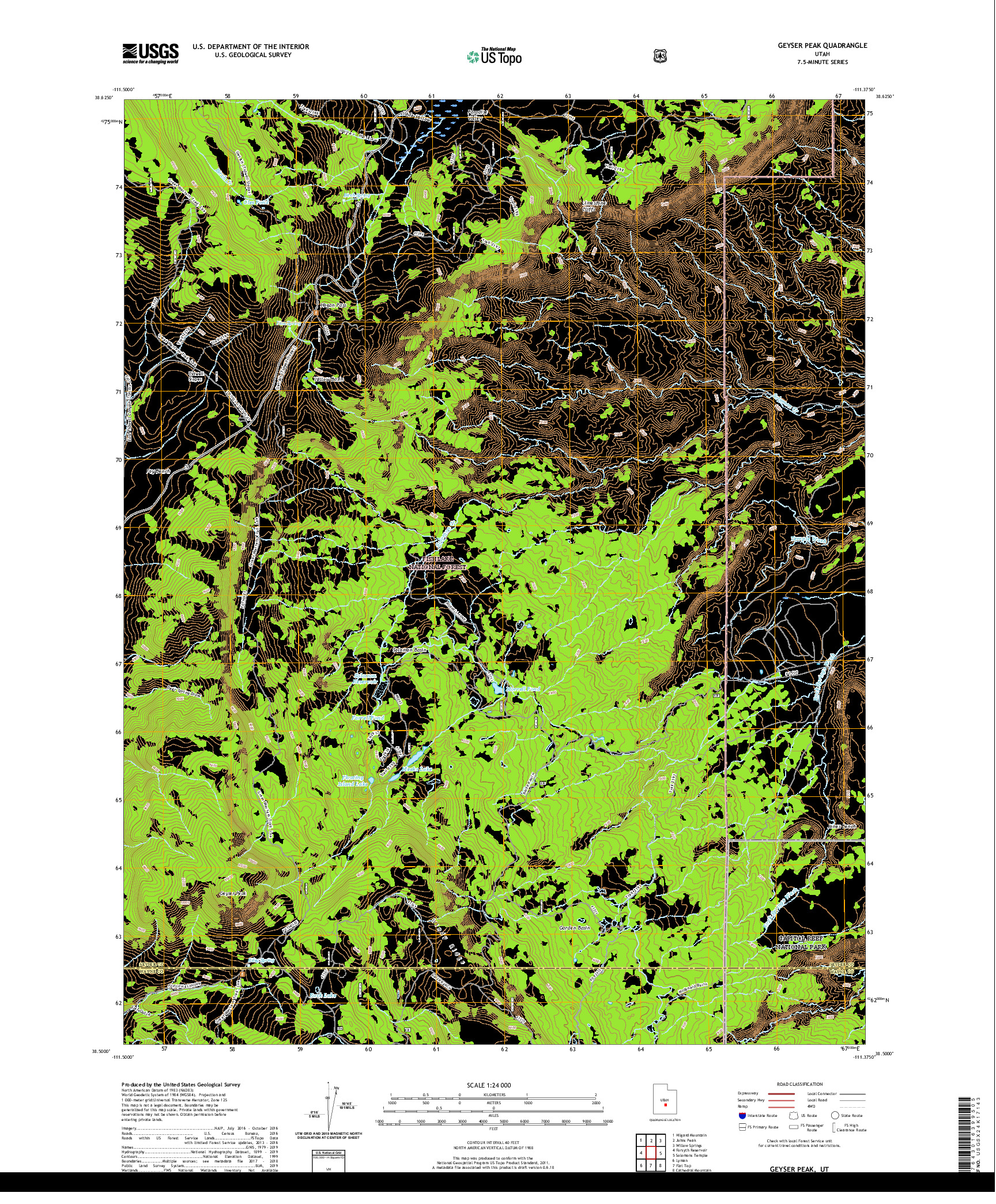 USGS US TOPO 7.5-MINUTE MAP FOR GEYSER PEAK, UT 2020