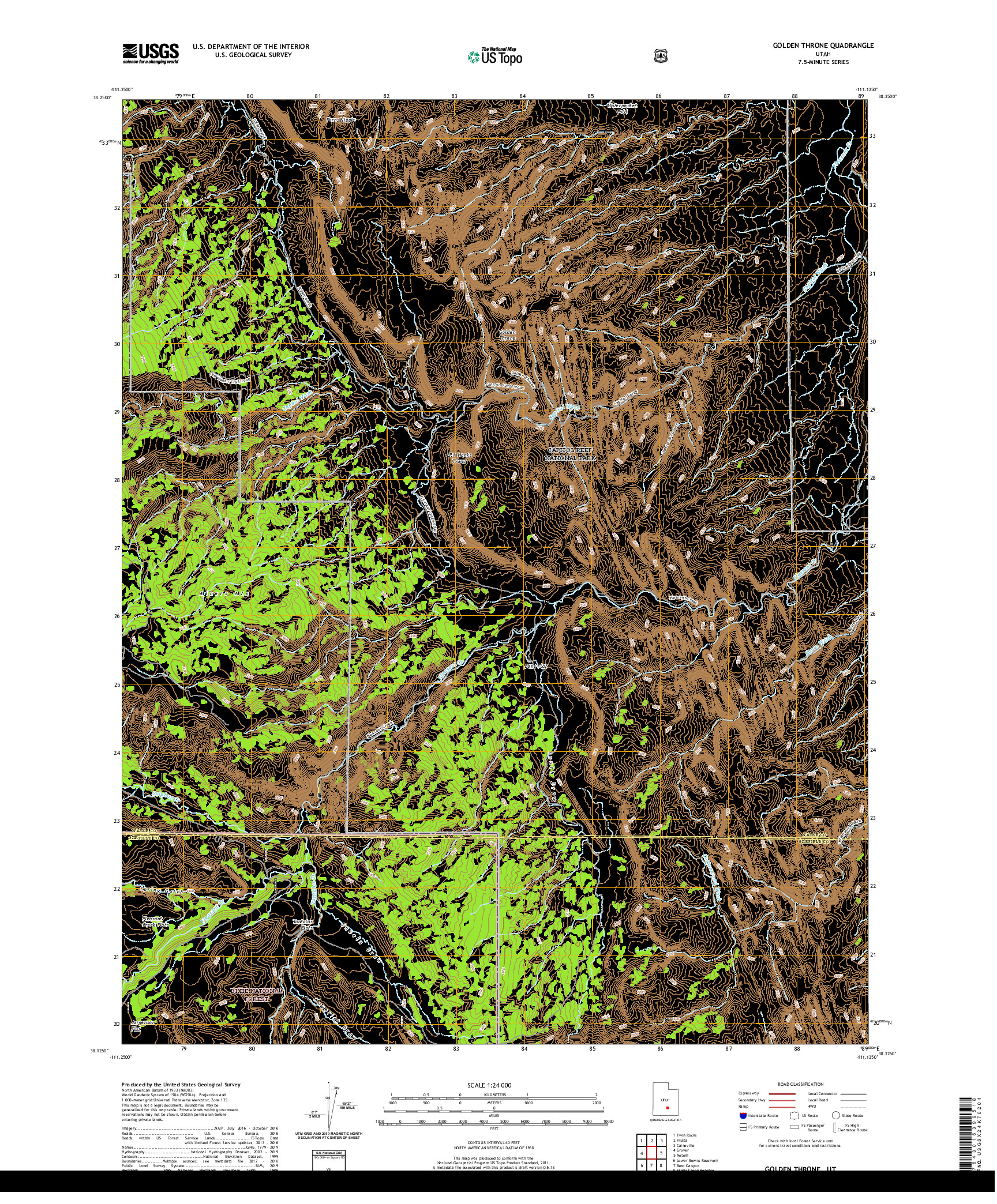 USGS US TOPO 7.5-MINUTE MAP FOR GOLDEN THRONE, UT 2020