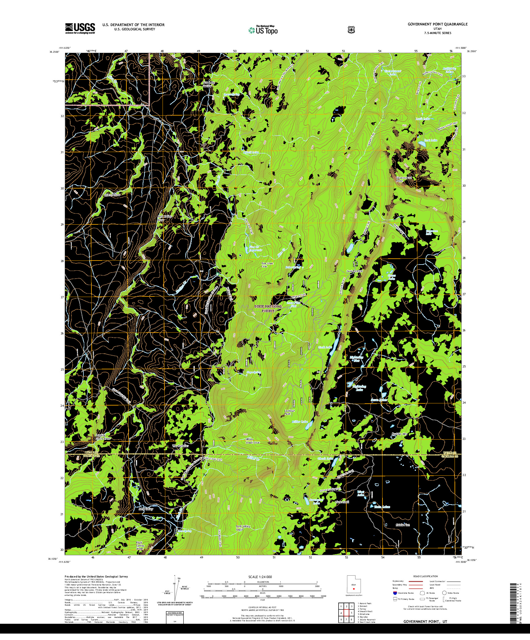 USGS US TOPO 7.5-MINUTE MAP FOR GOVERNMENT POINT, UT 2020