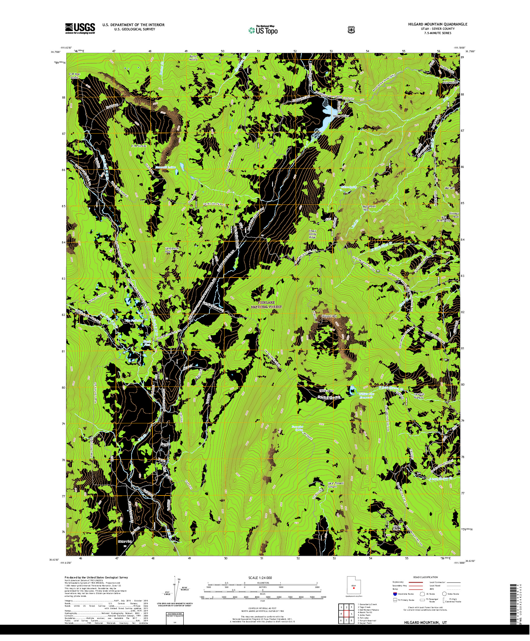 USGS US TOPO 7.5-MINUTE MAP FOR HILGARD MOUNTAIN, UT 2020