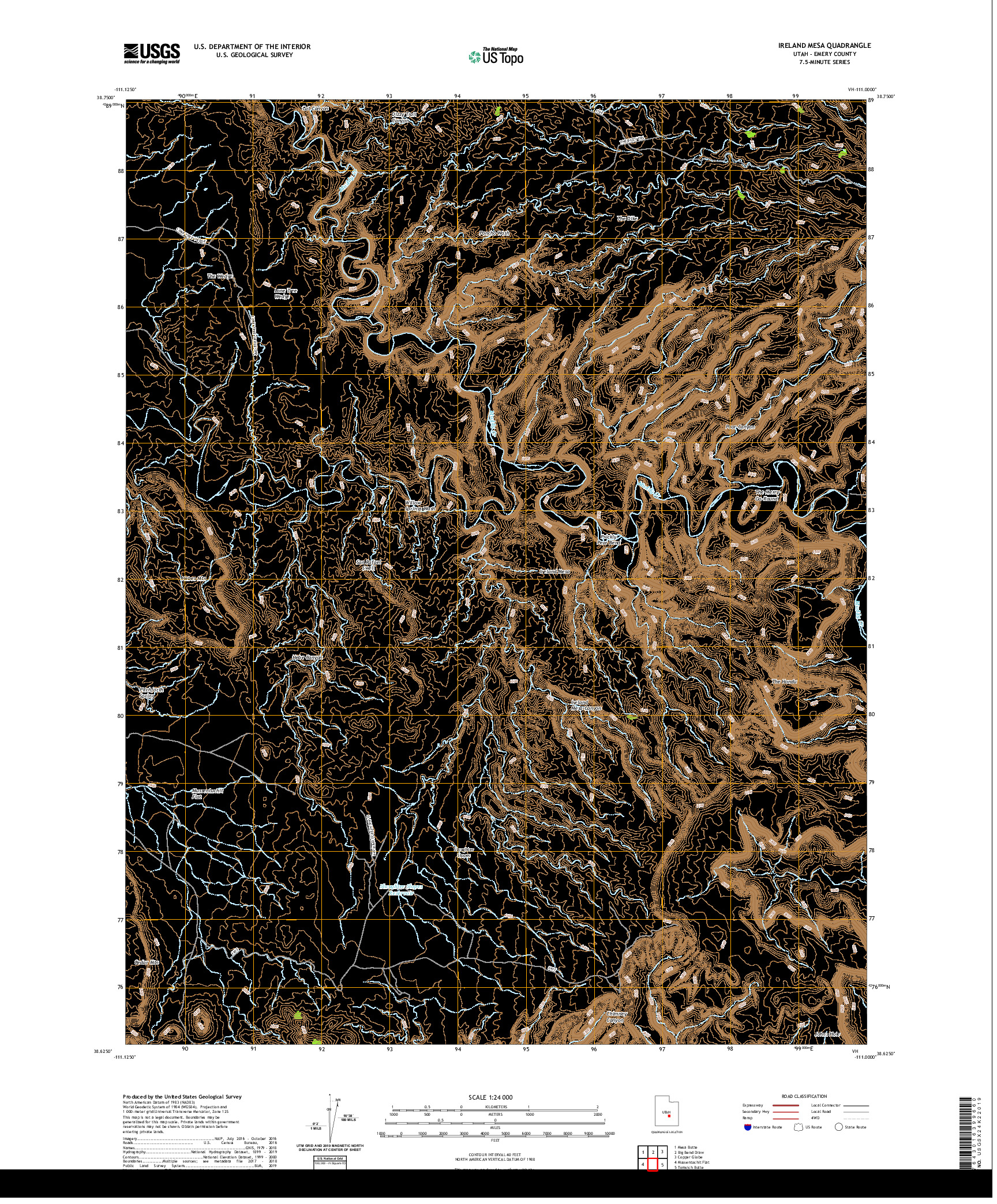 USGS US TOPO 7.5-MINUTE MAP FOR IRELAND MESA, UT 2020