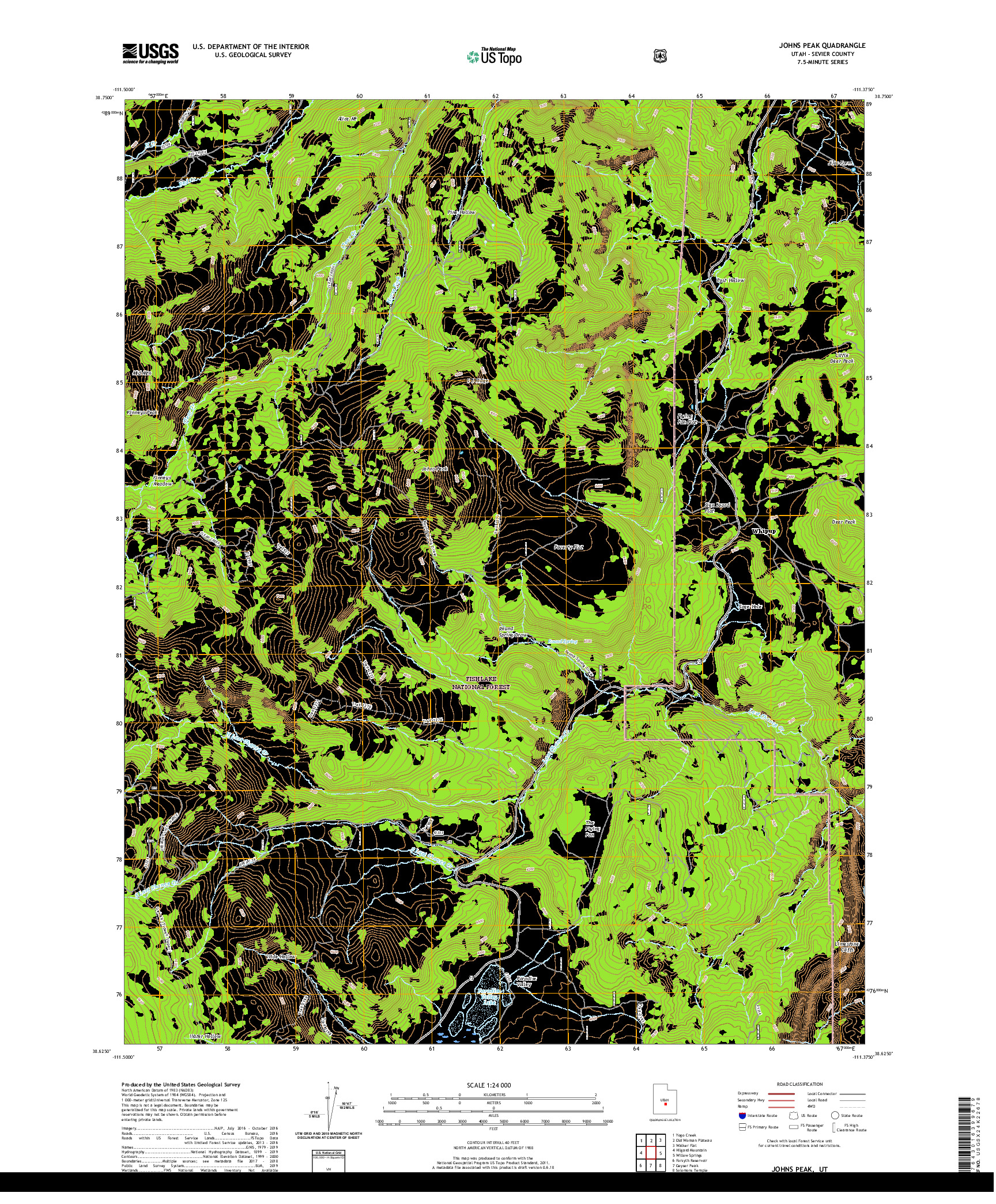 USGS US TOPO 7.5-MINUTE MAP FOR JOHNS PEAK, UT 2020