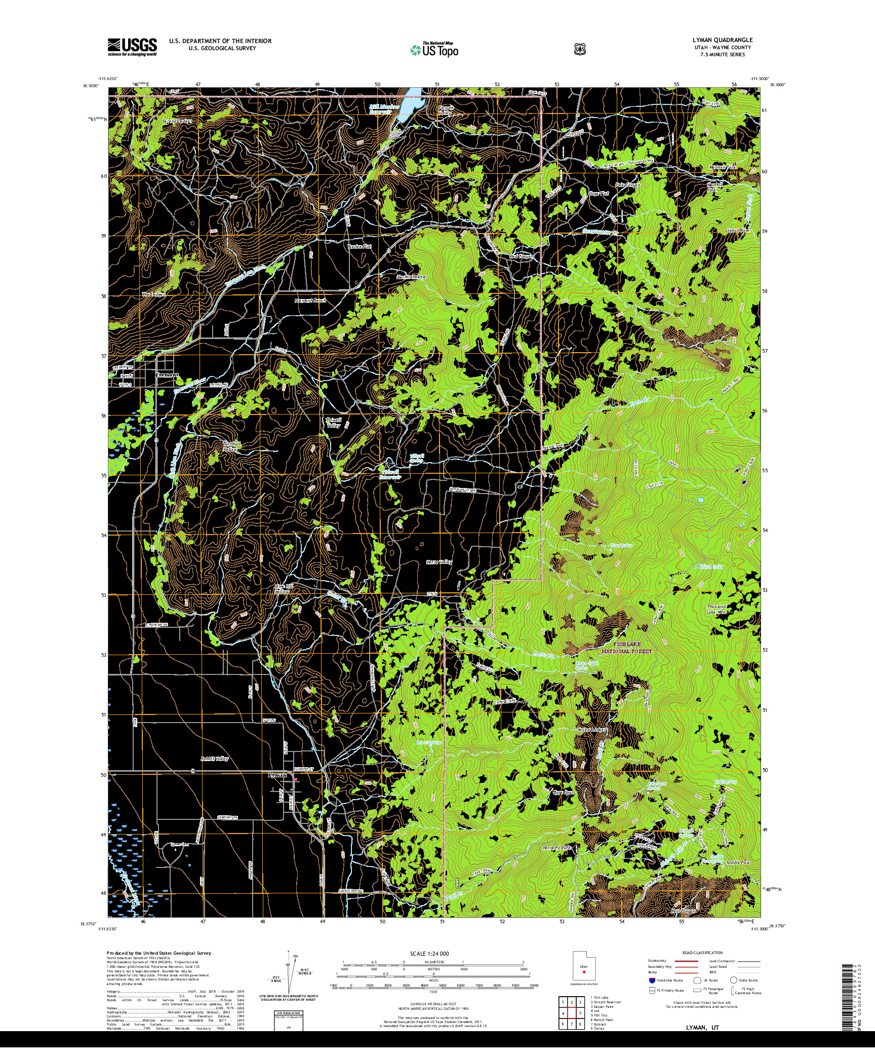 USGS US TOPO 7.5-MINUTE MAP FOR LYMAN, UT 2020