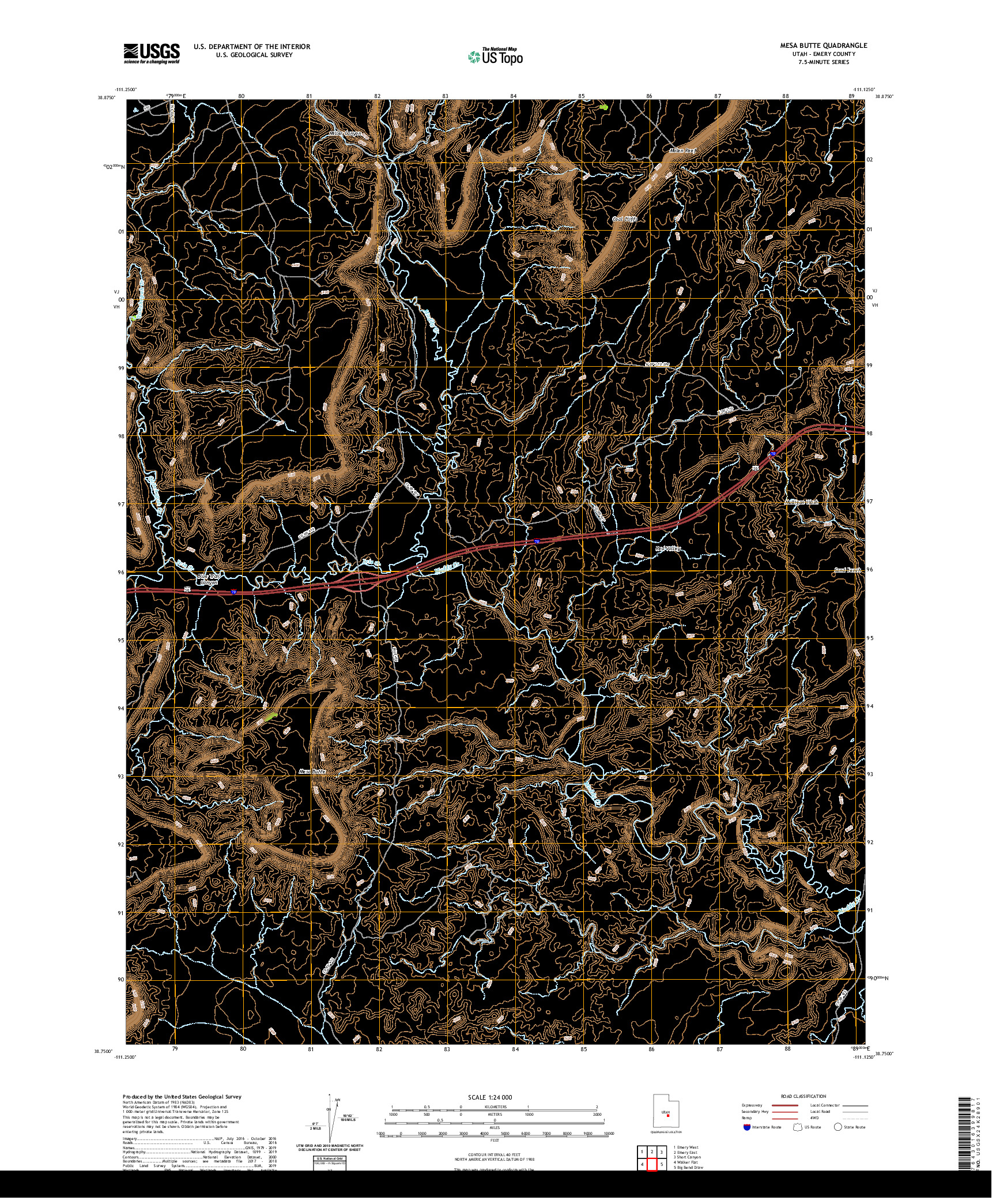 USGS US TOPO 7.5-MINUTE MAP FOR MESA BUTTE, UT 2020