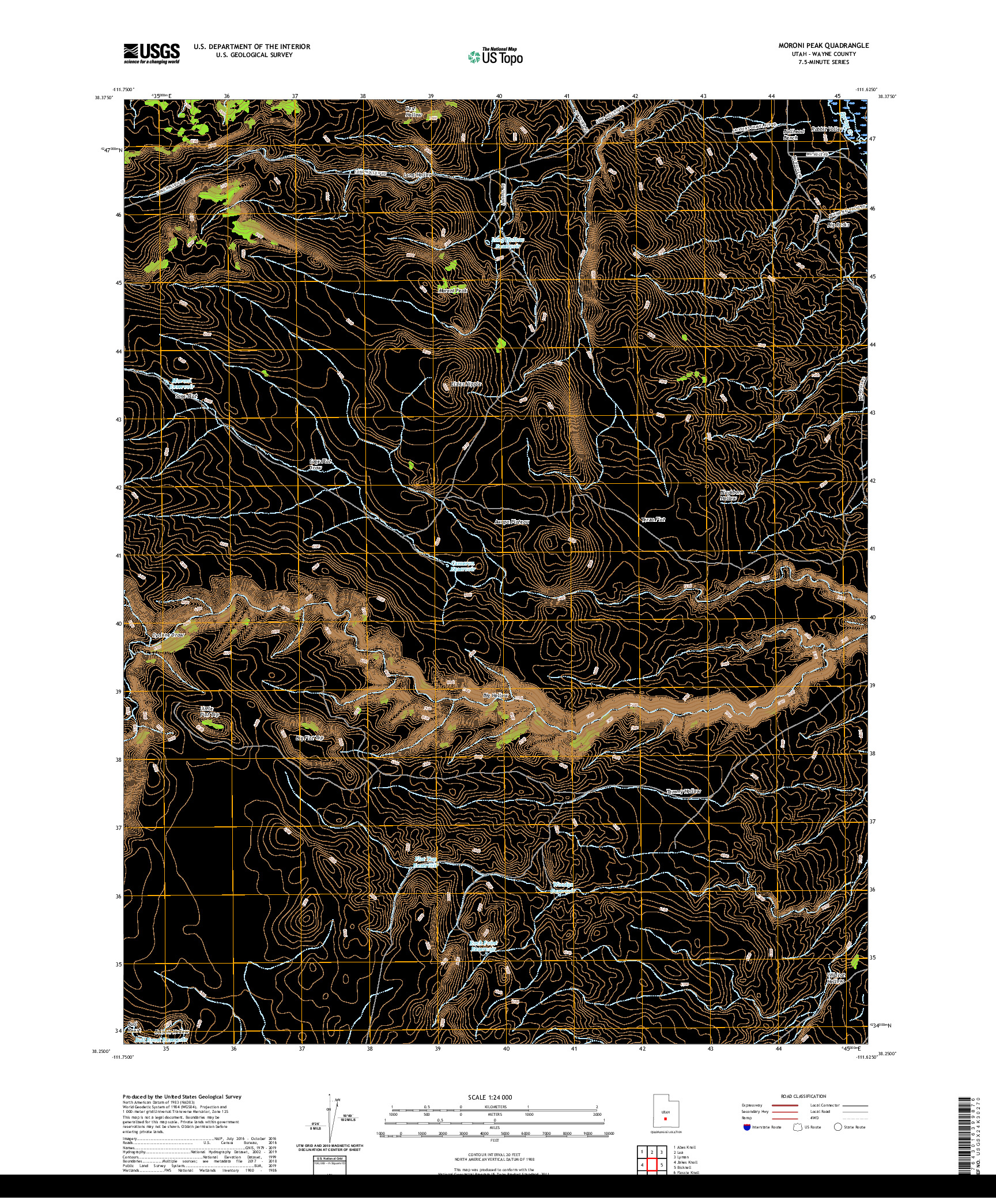 USGS US TOPO 7.5-MINUTE MAP FOR MORONI PEAK, UT 2020