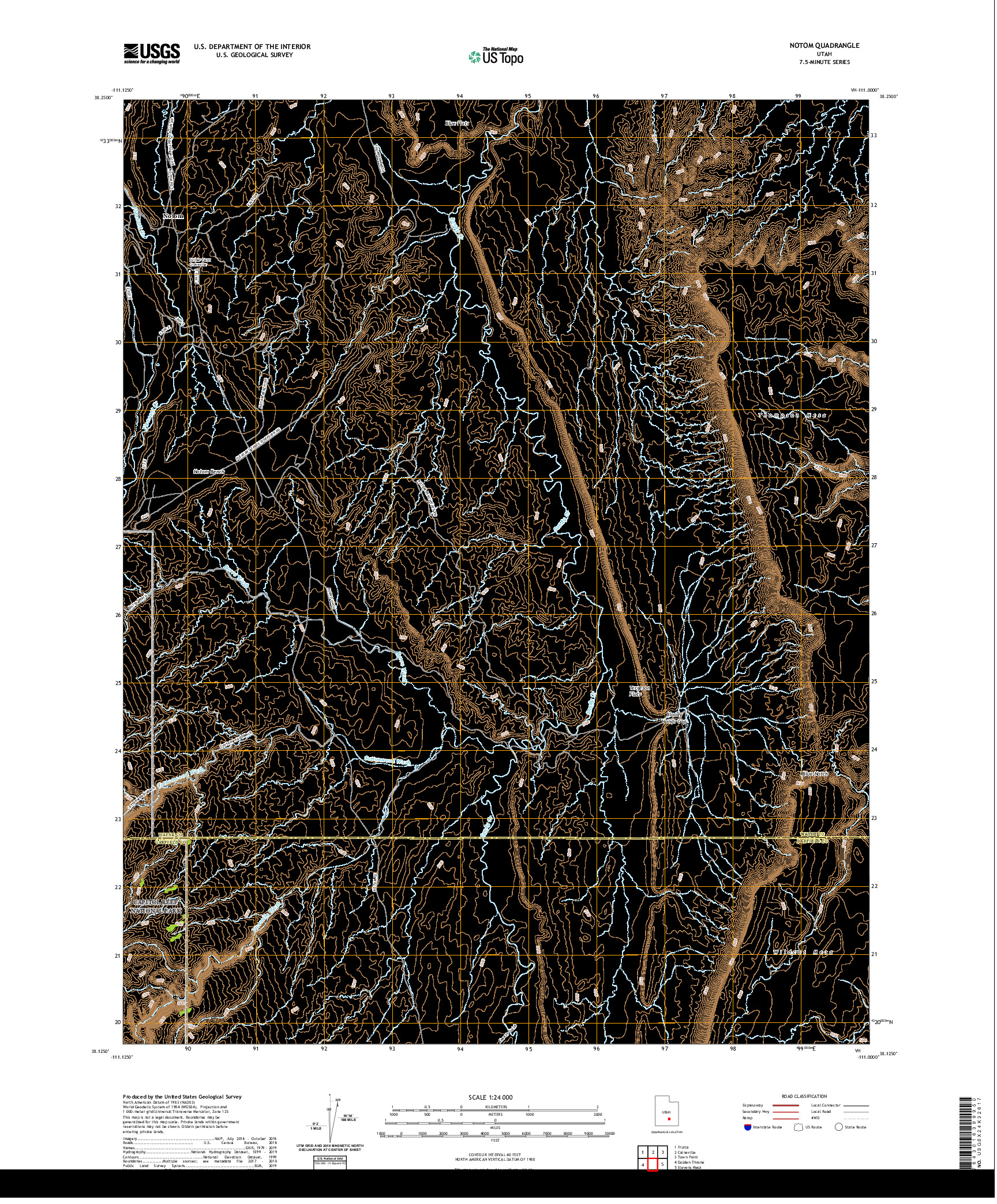 USGS US TOPO 7.5-MINUTE MAP FOR NOTOM, UT 2020