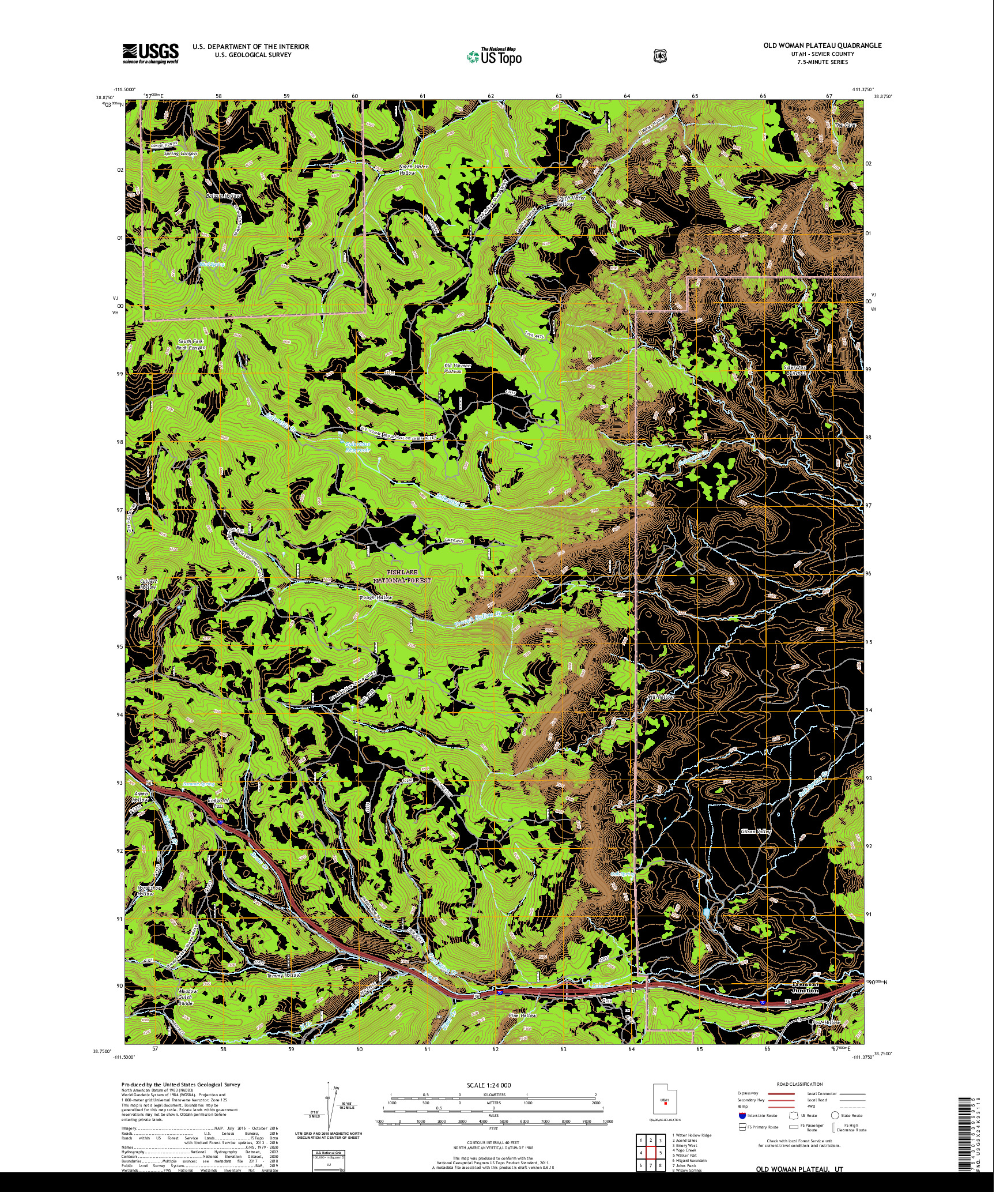 USGS US TOPO 7.5-MINUTE MAP FOR OLD WOMAN PLATEAU, UT 2020