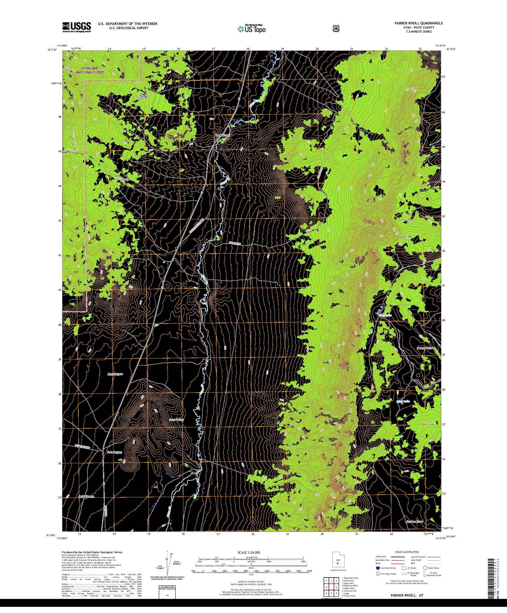 USGS US TOPO 7.5-MINUTE MAP FOR PARKER KNOLL, UT 2020