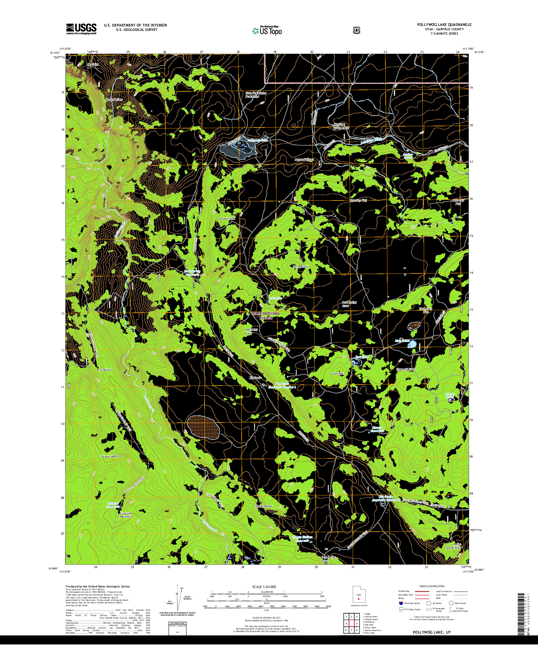 USGS US TOPO 7.5-MINUTE MAP FOR POLLYWOG LAKE, UT 2020
