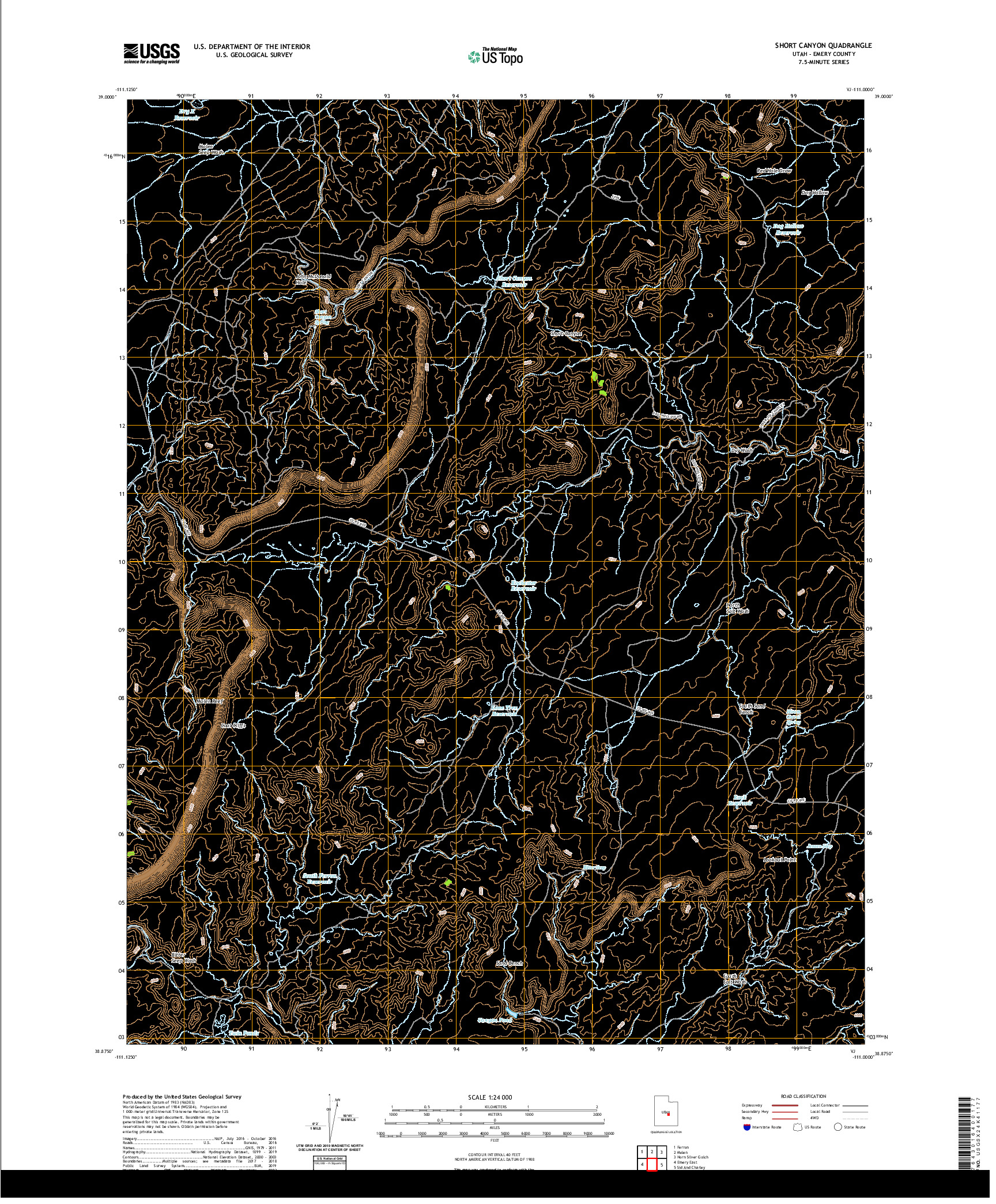 USGS US TOPO 7.5-MINUTE MAP FOR SHORT CANYON, UT 2020