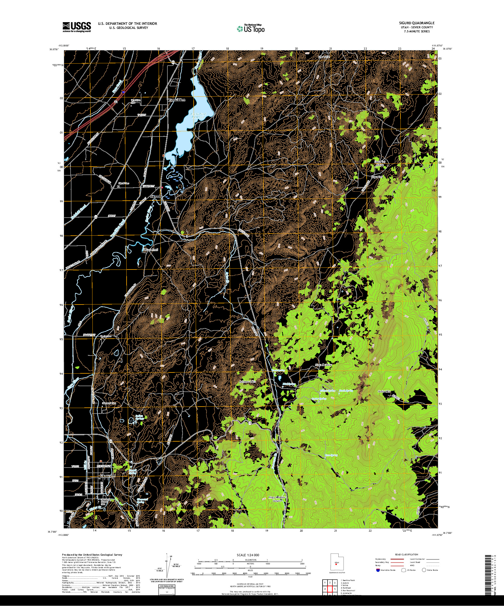 USGS US TOPO 7.5-MINUTE MAP FOR SIGURD, UT 2020