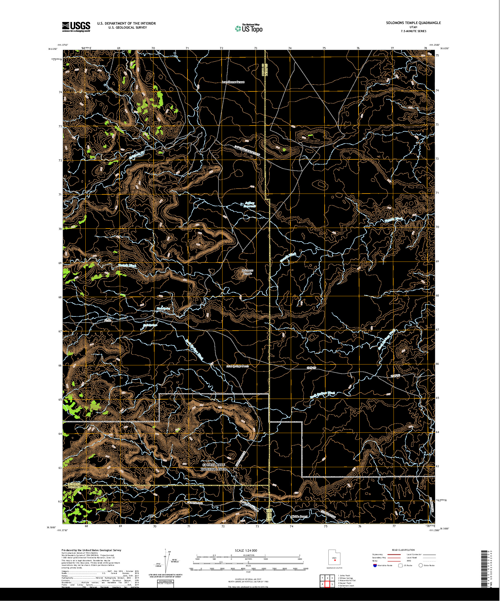 USGS US TOPO 7.5-MINUTE MAP FOR SOLOMONS TEMPLE, UT 2020