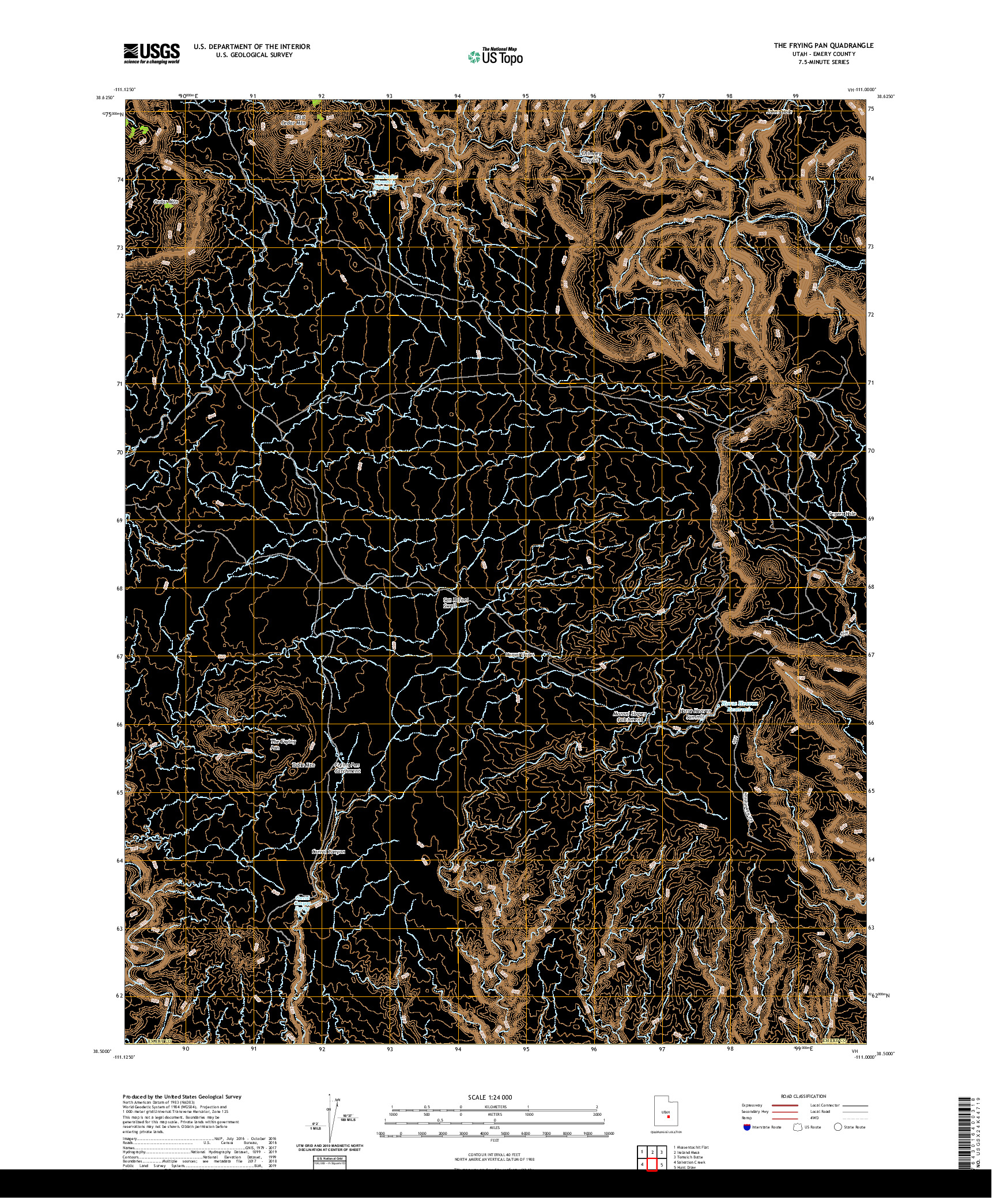 USGS US TOPO 7.5-MINUTE MAP FOR THE FRYING PAN, UT 2020