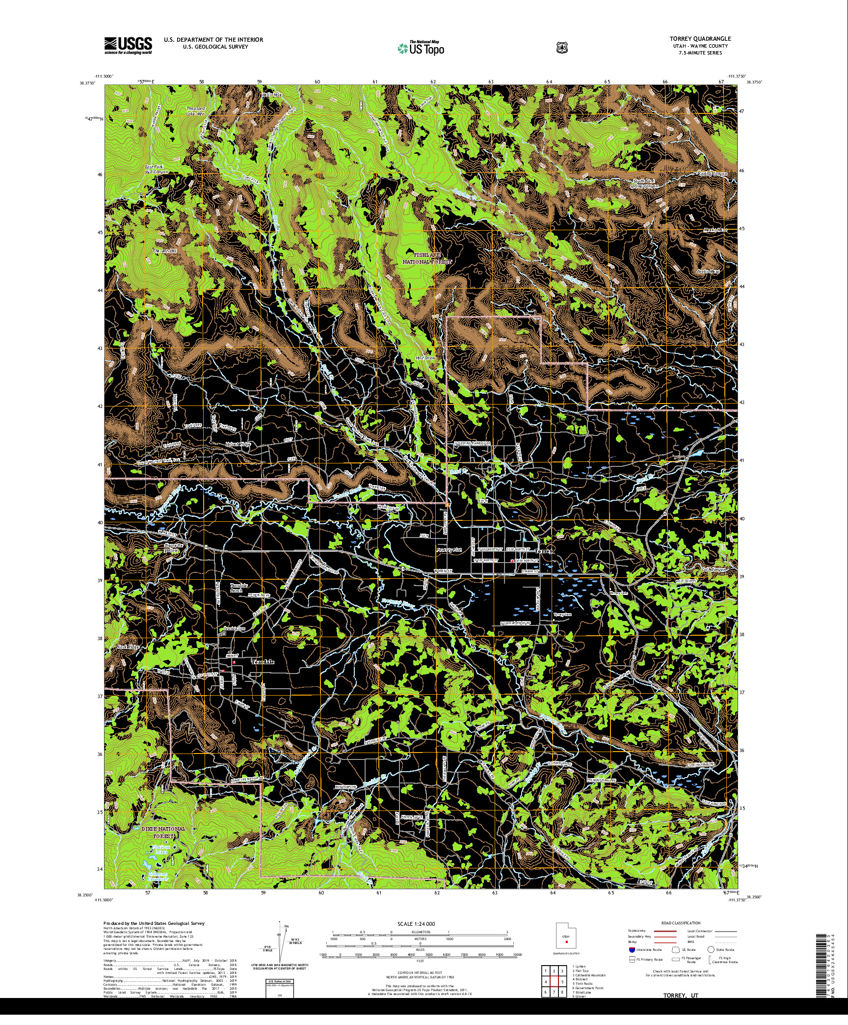 USGS US TOPO 7.5-MINUTE MAP FOR TORREY, UT 2020