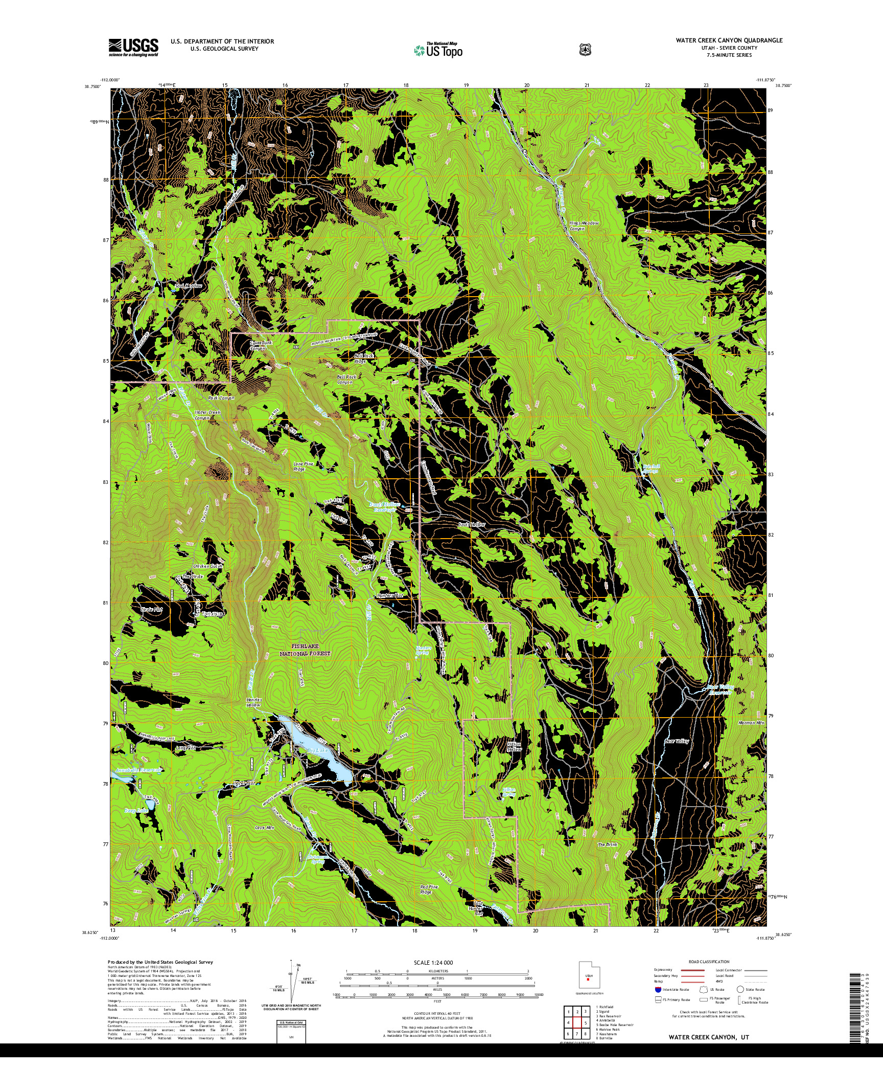 USGS US TOPO 7.5-MINUTE MAP FOR WATER CREEK CANYON, UT 2020