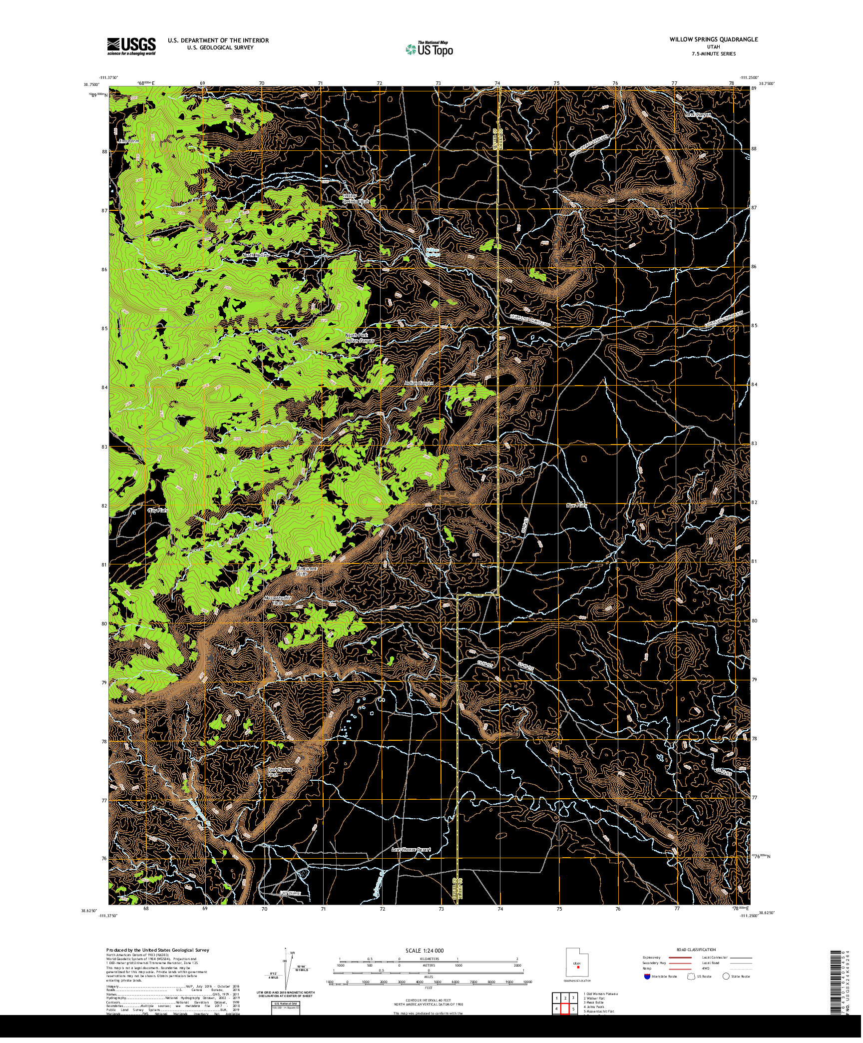 USGS US TOPO 7.5-MINUTE MAP FOR WILLOW SPRINGS, UT 2020