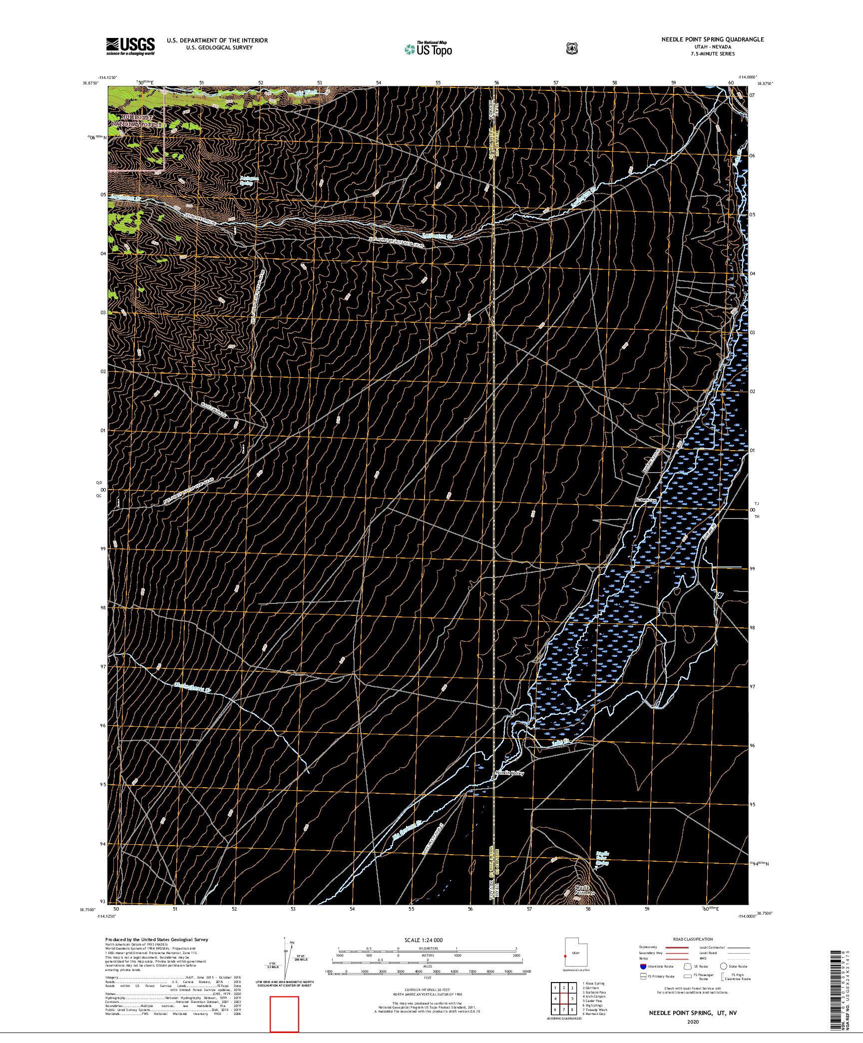 USGS US TOPO 7.5-MINUTE MAP FOR NEEDLE POINT SPRING, UT,NV 2020