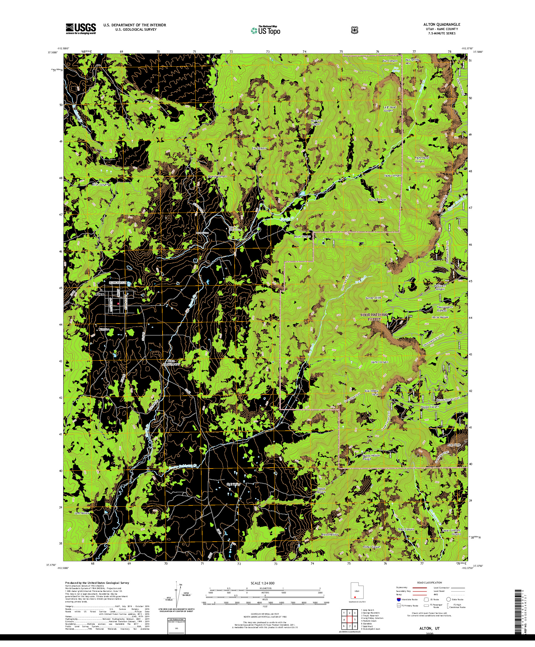 USGS US TOPO 7.5-MINUTE MAP FOR ALTON, UT 2020