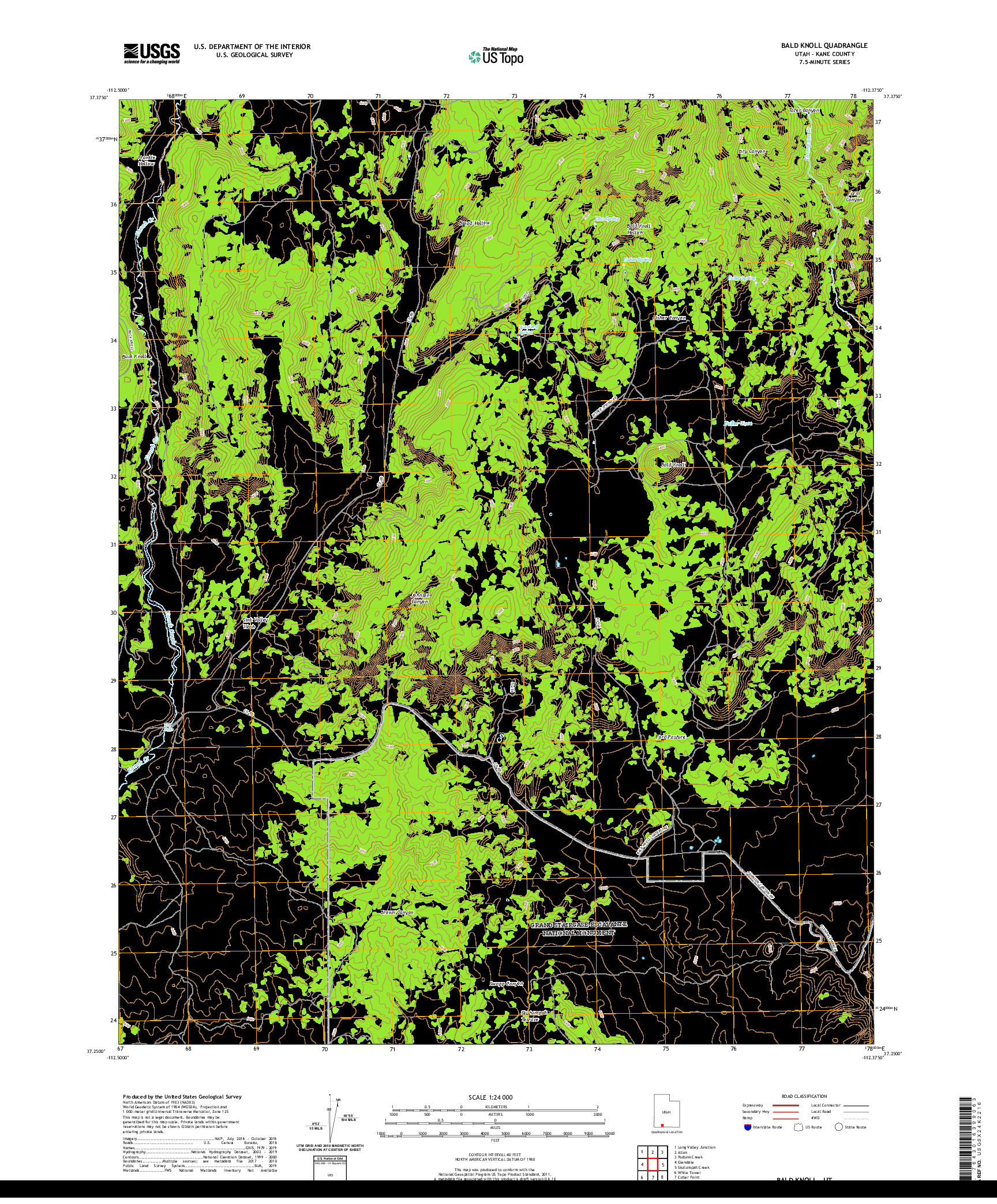 USGS US TOPO 7.5-MINUTE MAP FOR BALD KNOLL, UT 2020