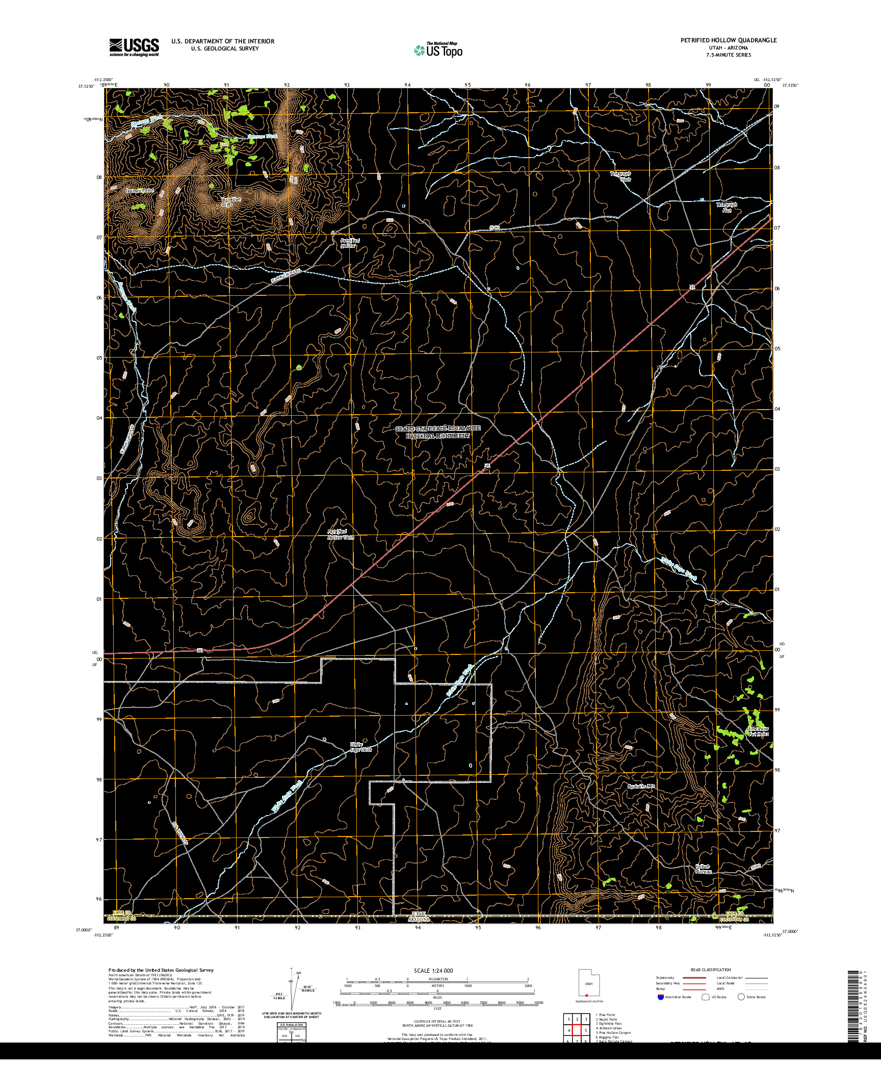 USGS US TOPO 7.5-MINUTE MAP FOR PETRIFIED HOLLOW, UT,AZ 2020