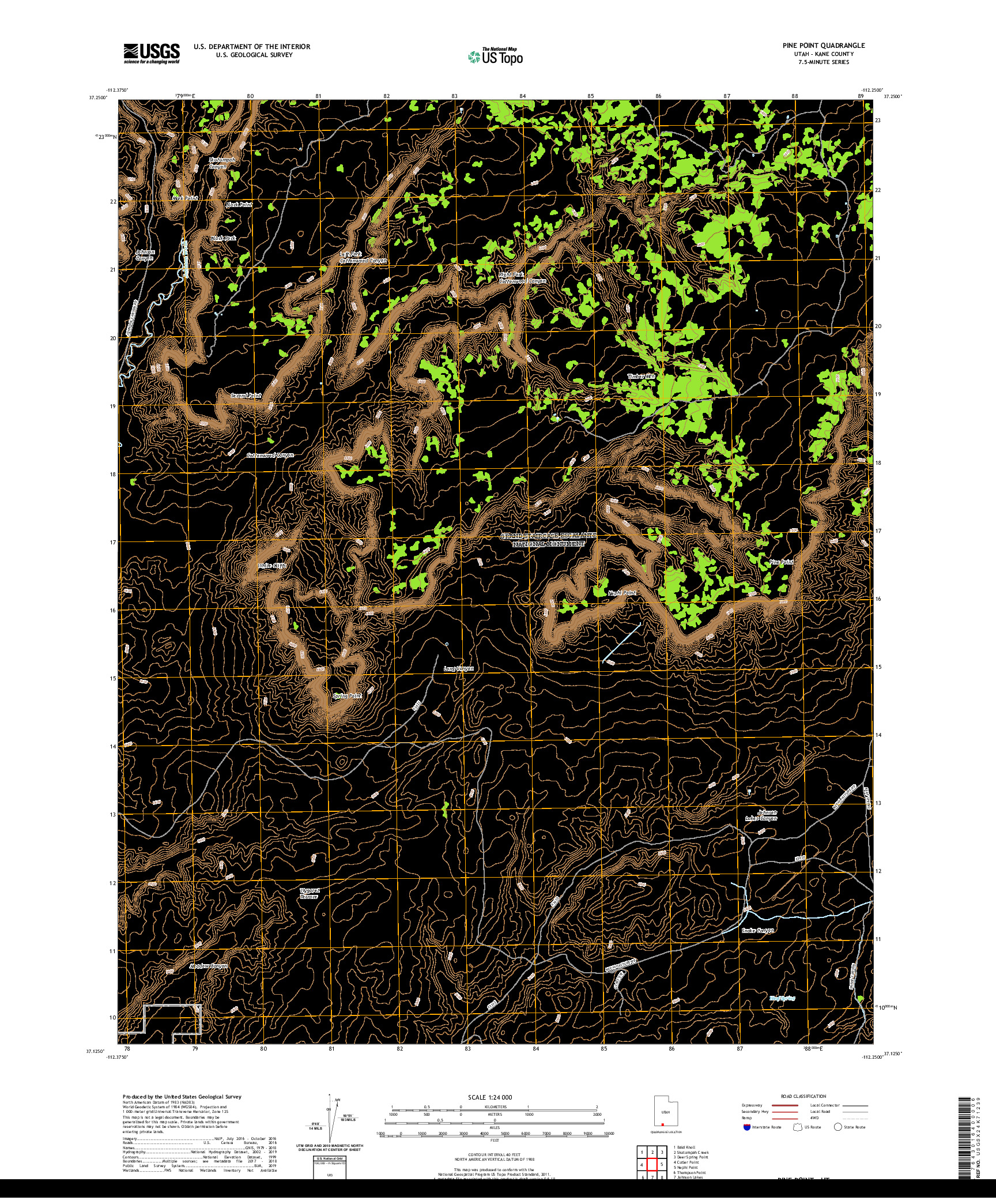 USGS US TOPO 7.5-MINUTE MAP FOR PINE POINT, UT 2020