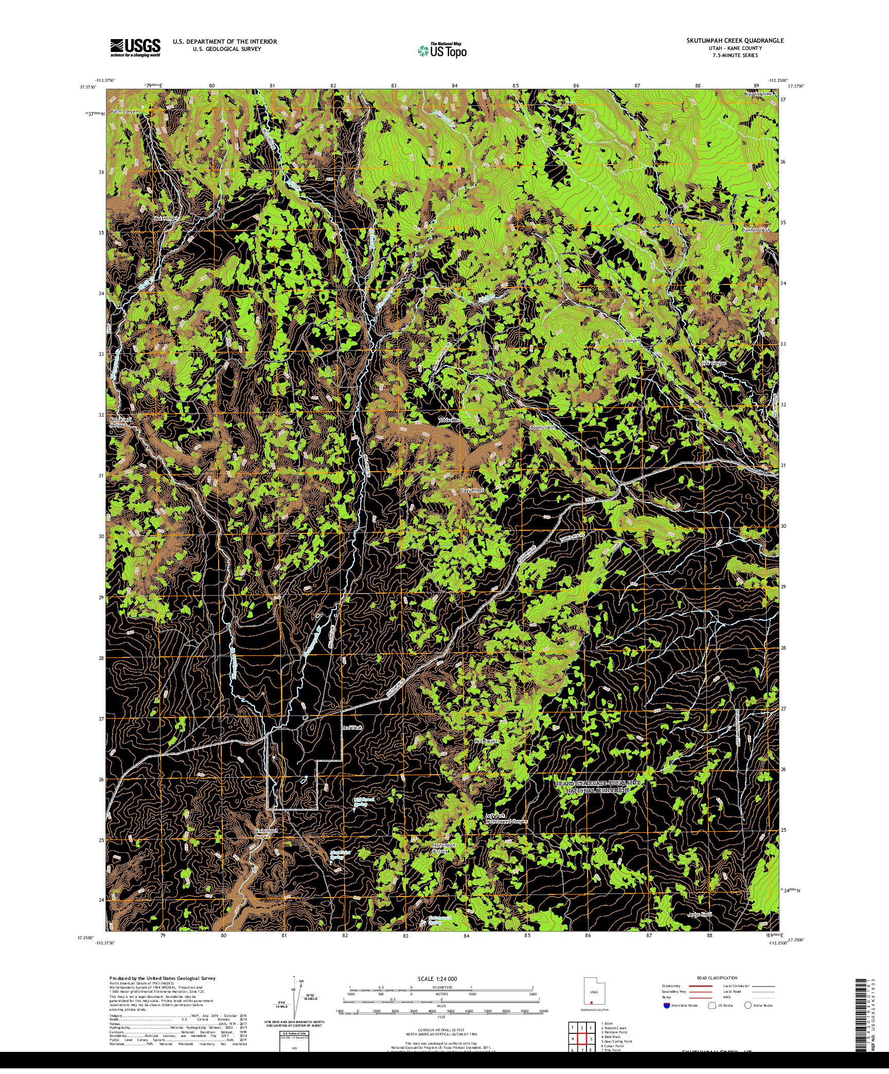 USGS US TOPO 7.5-MINUTE MAP FOR SKUTUMPAH CREEK, UT 2020